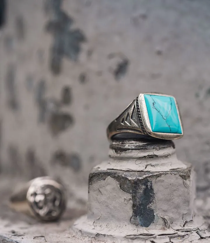 Sterling Silver Vintage Turquoise Signet Ring - BOGO sold by Degs & Sal product image thumbnail 2