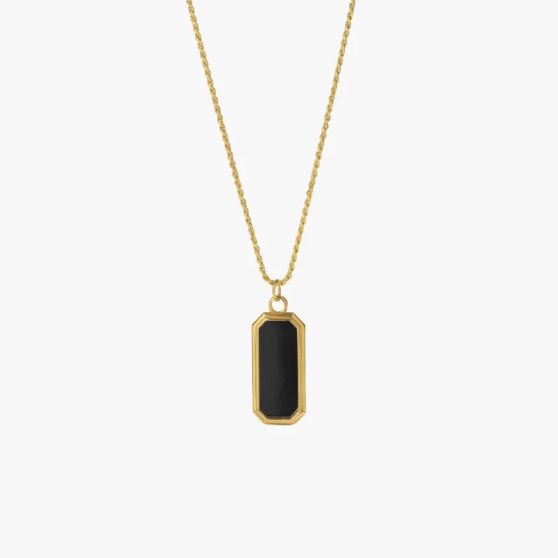 Gold Frame Pendant Necklace with Black Onyx - BOGO made by Degs & Sal
