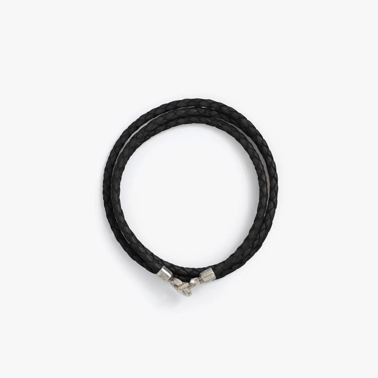 Sterling Silver 3MM Black C Clasp Braided Leather Bracelet sold by Degs & Sal product image thumbnail 3