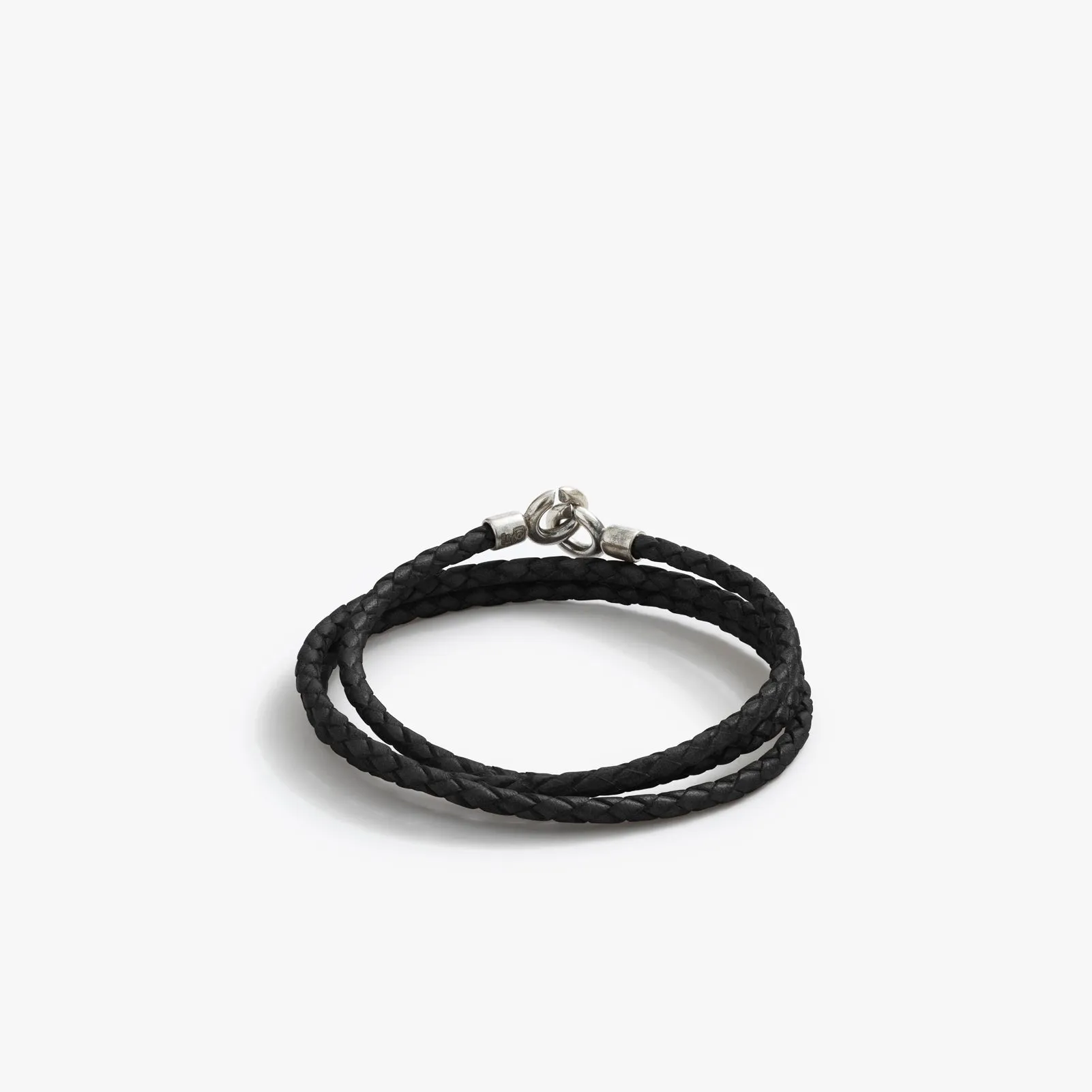Sterling Silver 3MM Black C Clasp Braided Leather Bracelet sold by Degs & Sal product image thumbnail 2