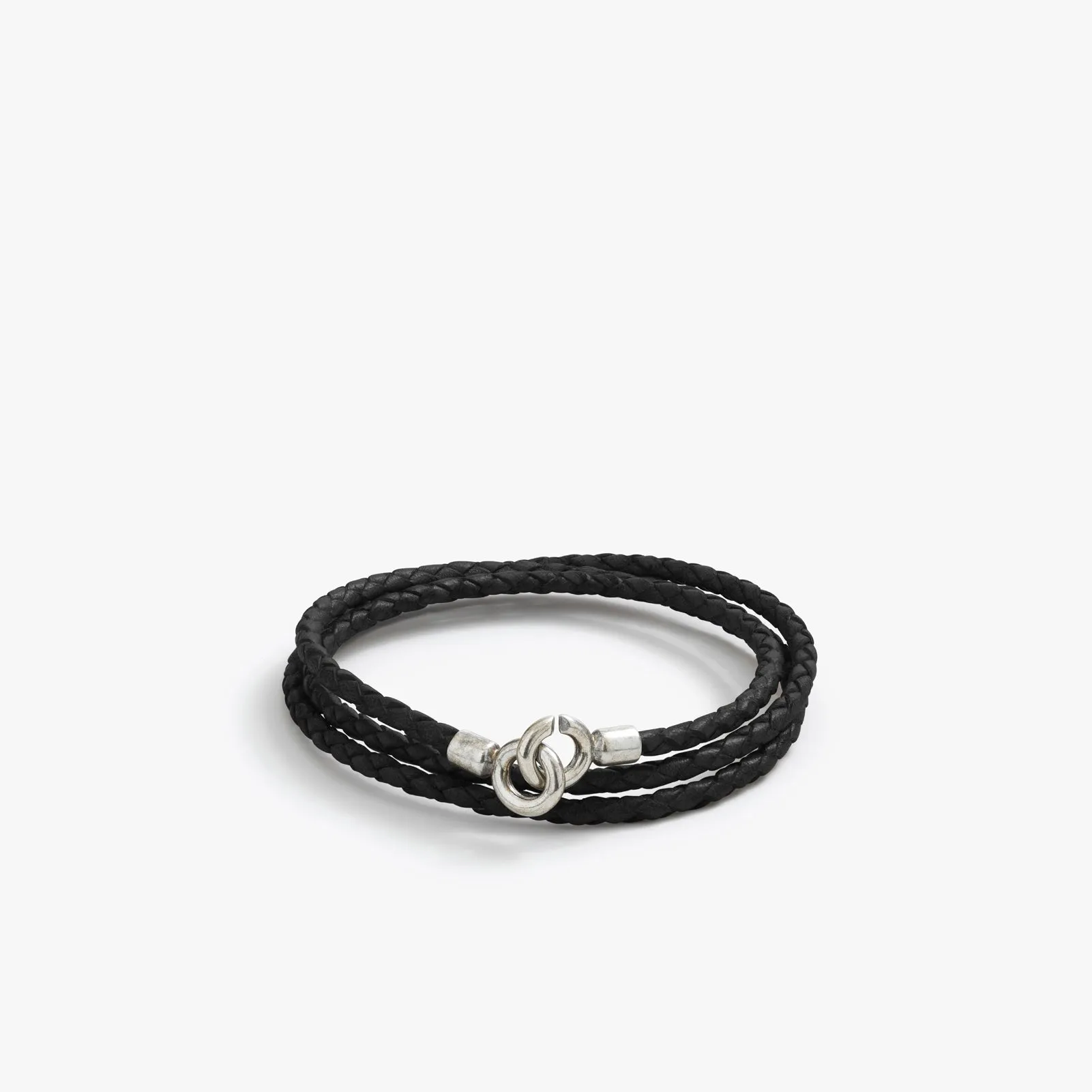 Sterling Silver 3MM Black C Clasp Braided Leather Bracelet sold by Degs & Sal