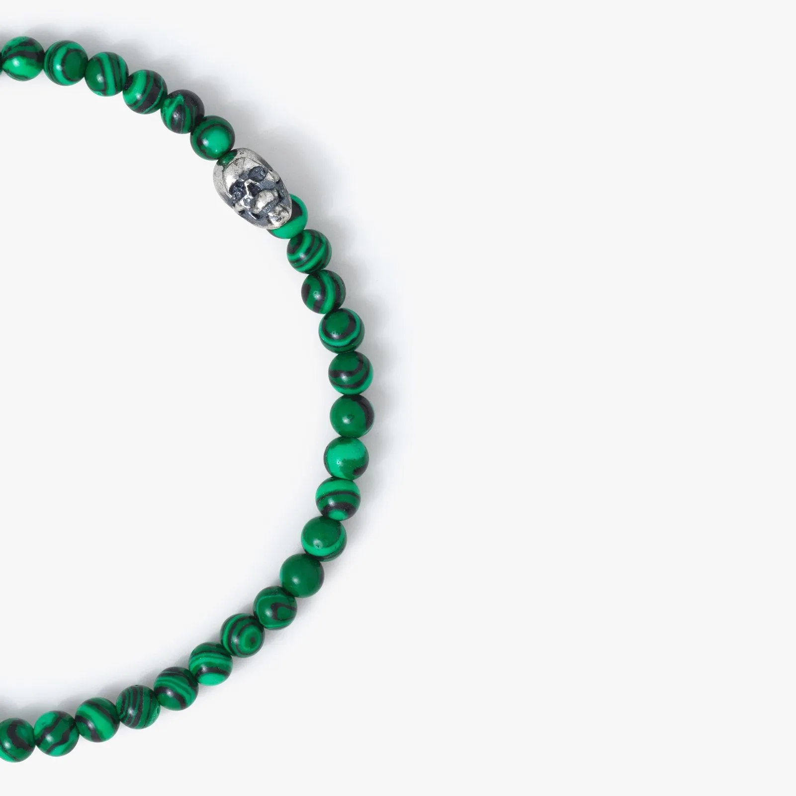 Sterling Silver Malachite Skull Bead Bracelet sold by Degs & Sal product image thumbnail 2