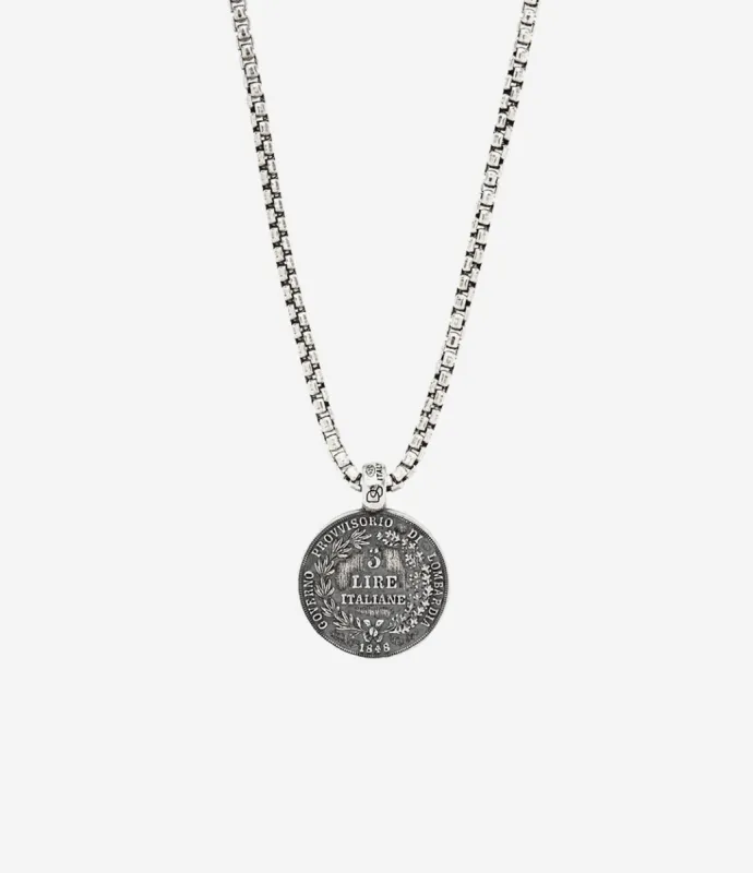 Sterling Silver Ancient Italian Lire Coin Necklace sold by Degs & Sal