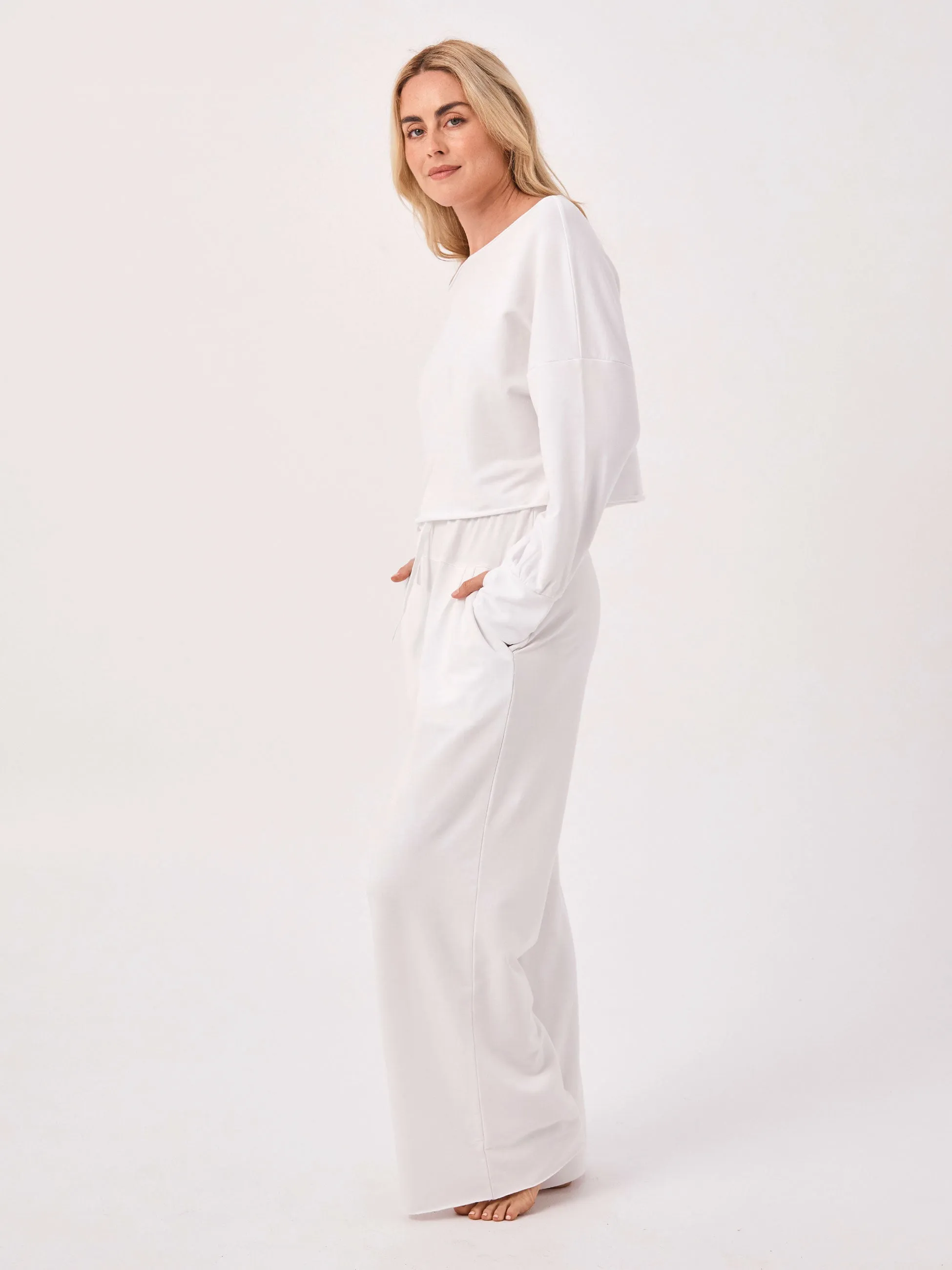 French Terry Yin Sweat Pant - White sold by Dharma Bums product image thumbnail 3