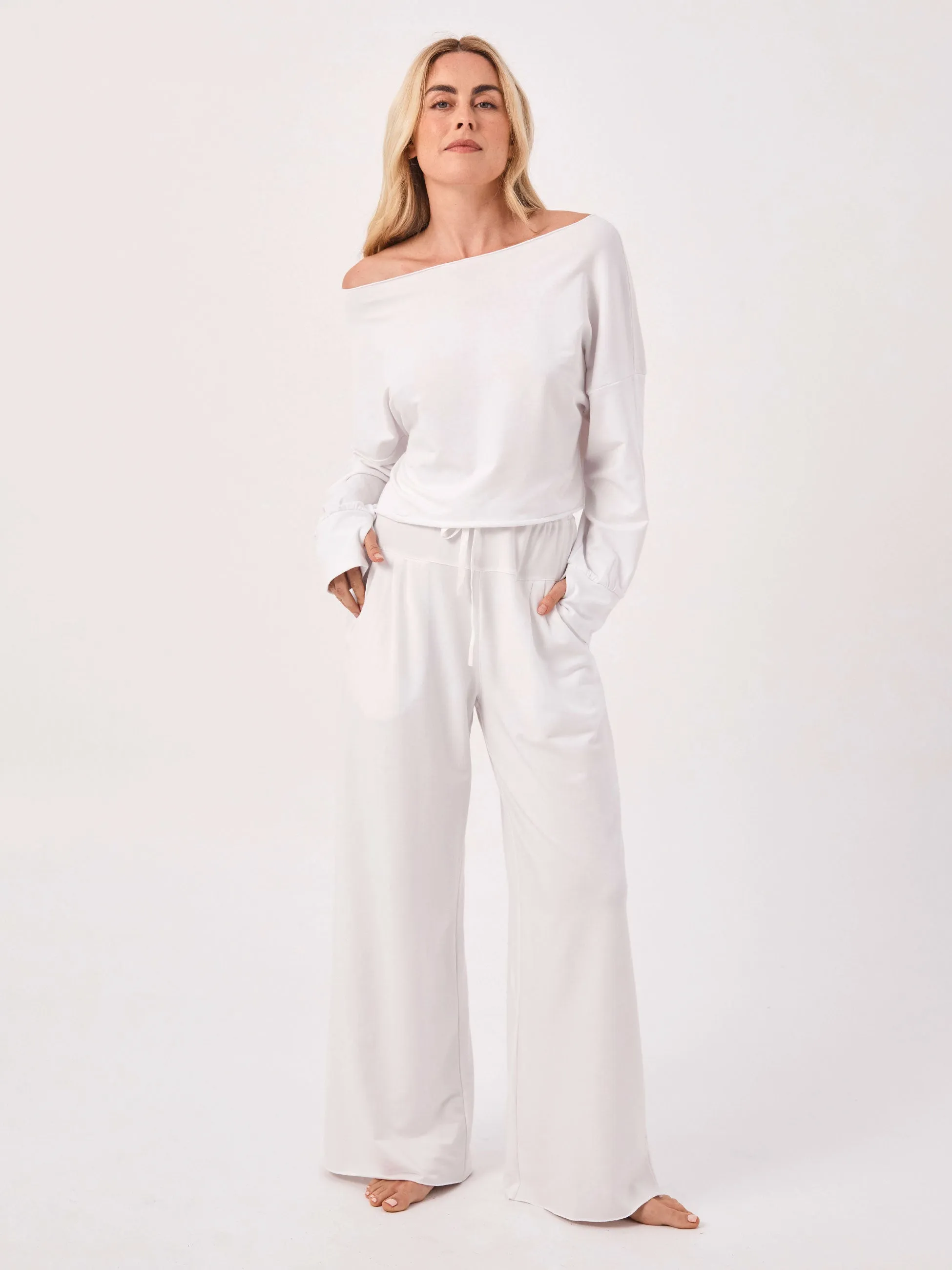 French Terry Yin Sweat Pant - White sold by Dharma Bums