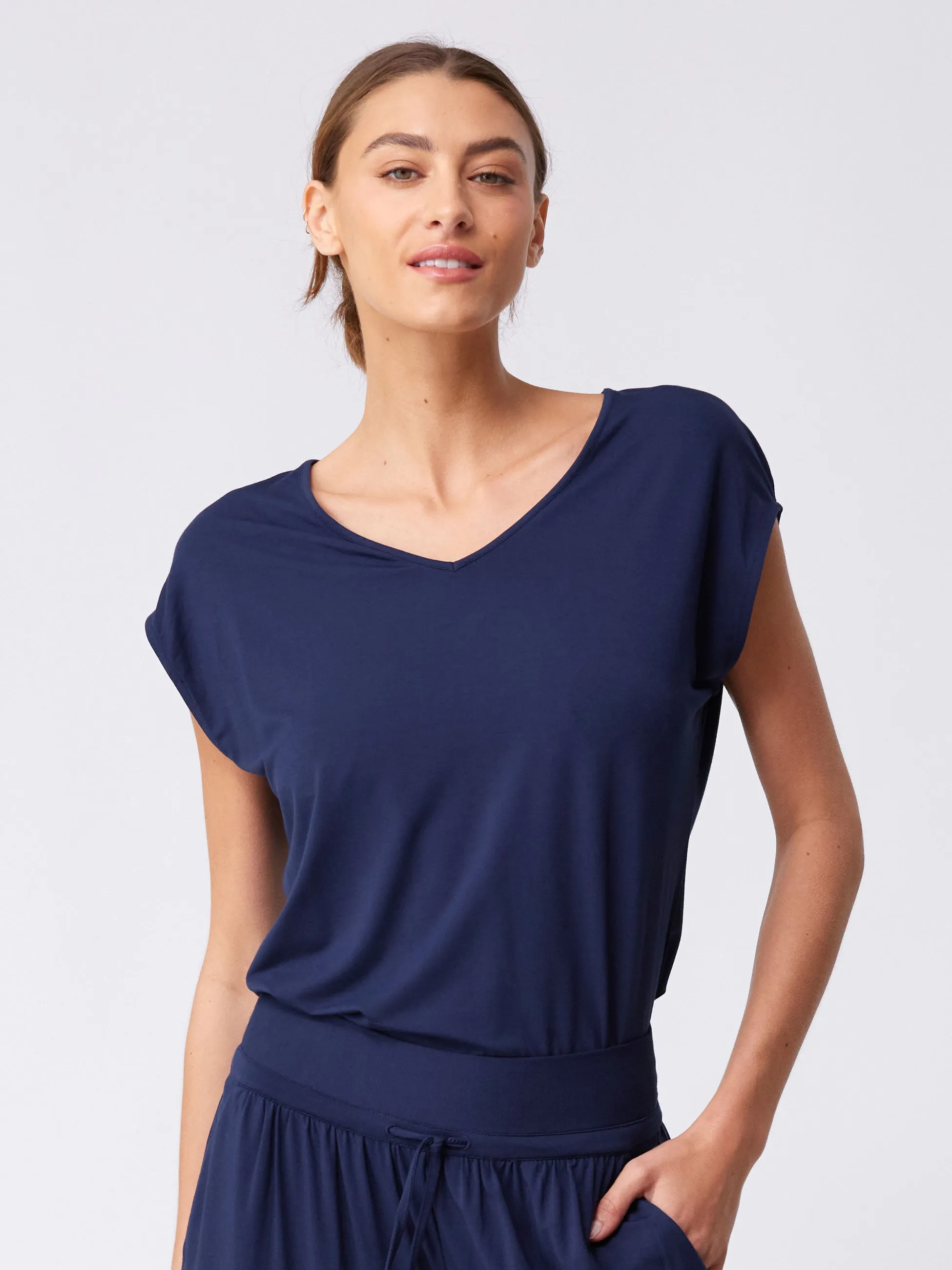 V Neck Modal Tee - Navy sold by Dharma Bums product image thumbnail 3