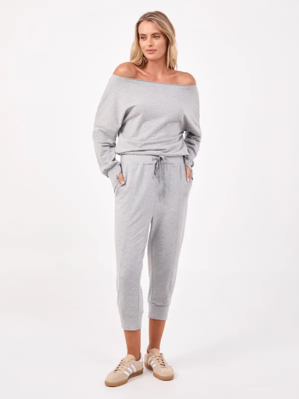 Breeze French Terry Cropped Jogger - Melange Grey sold by Dharma Bums