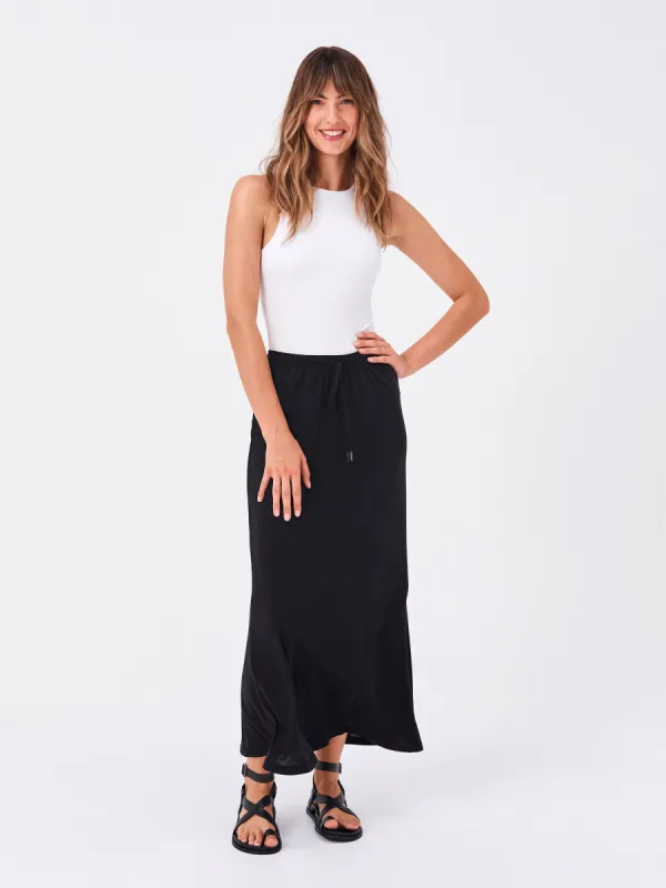 Bias Cut Cupro Midi Skirt  - Black sold by Dharma Bums