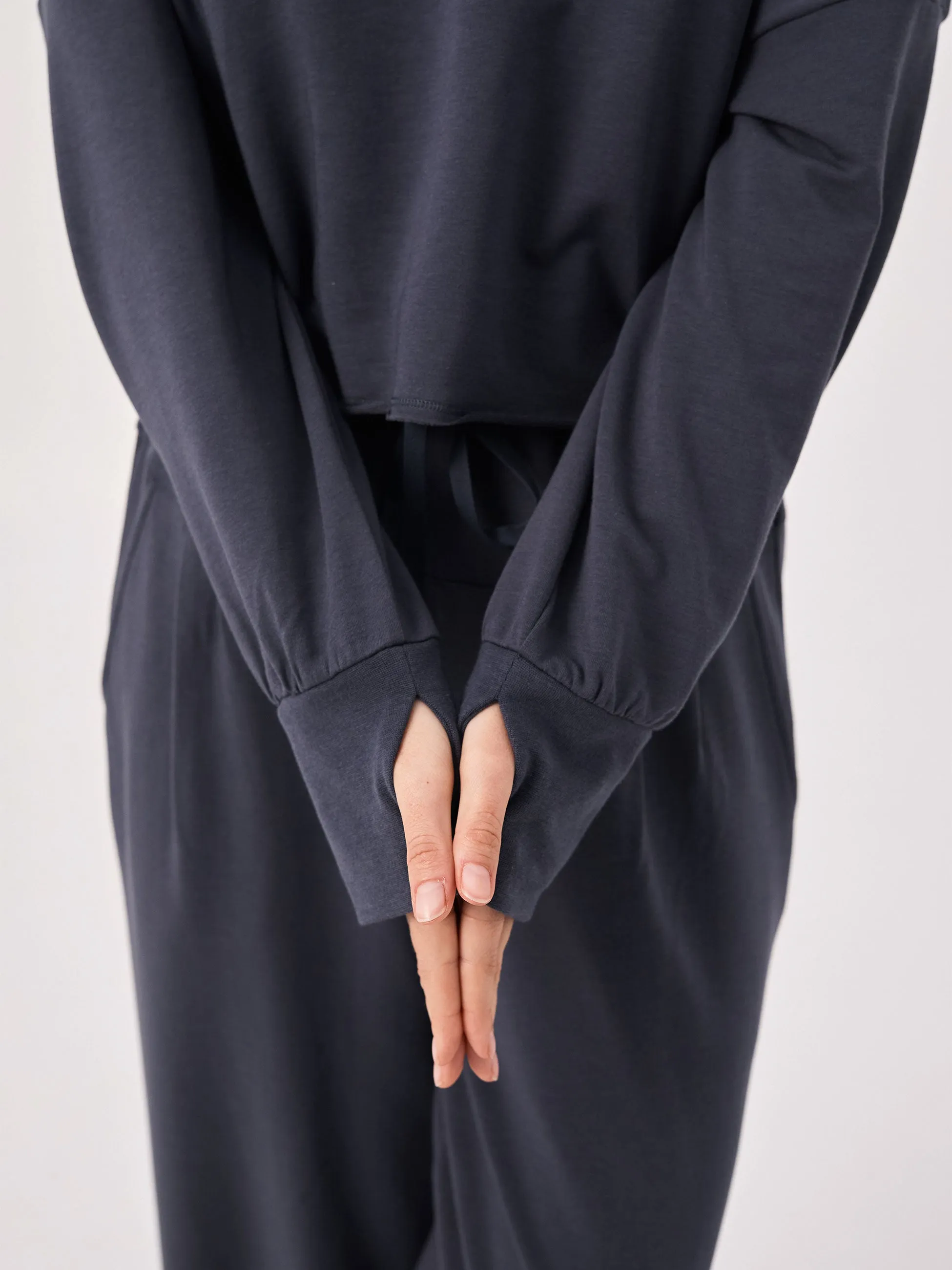 Off Shoulder Raw Edge Sweat - Charcoal sold by Dharma Bums product image thumbnail 2