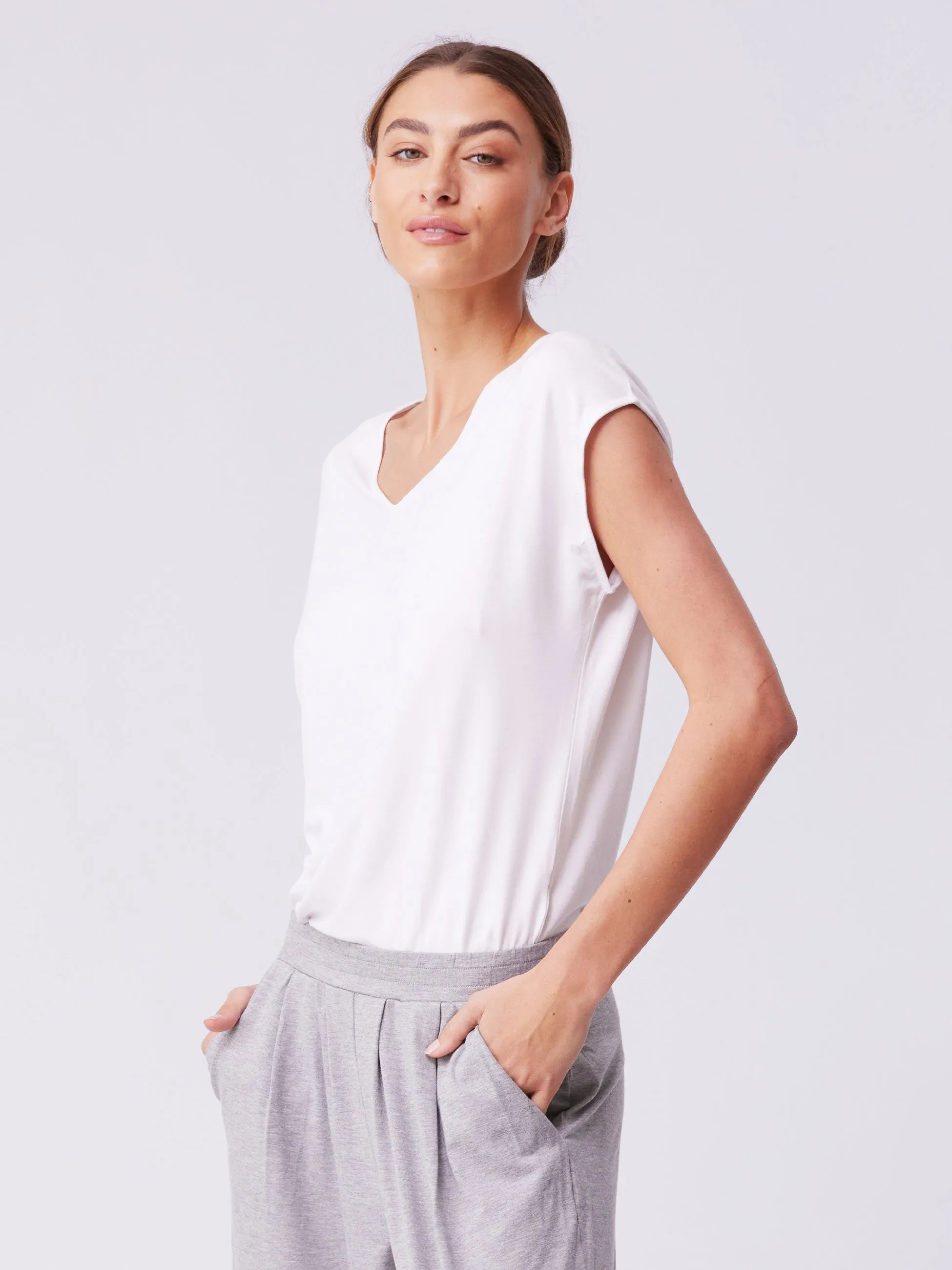 V Neck Modal Tee - White sold by Dharma Bums product image thumbnail 2