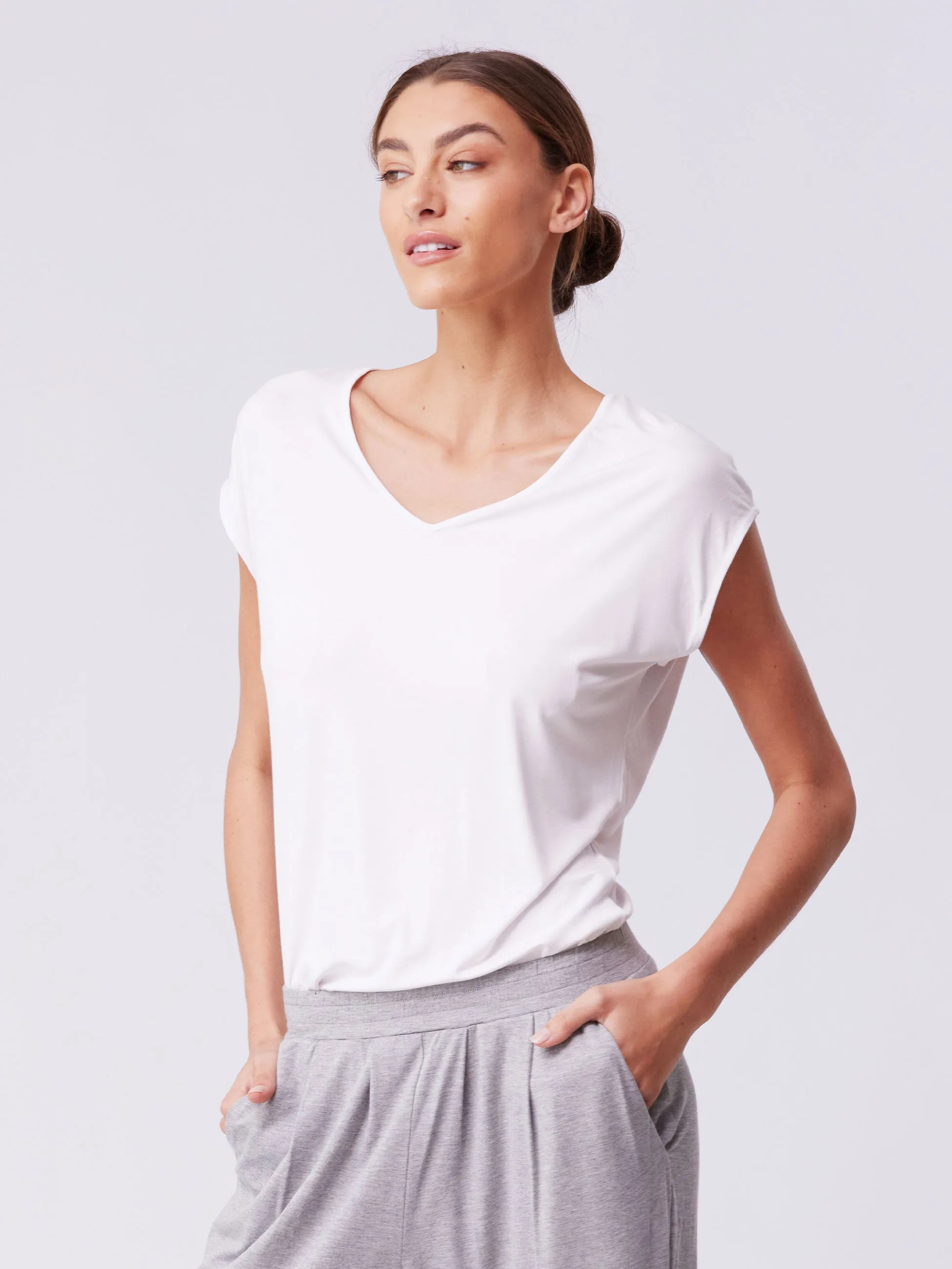 V Neck Modal Tee - White sold by Dharma Bums product image thumbnail 3