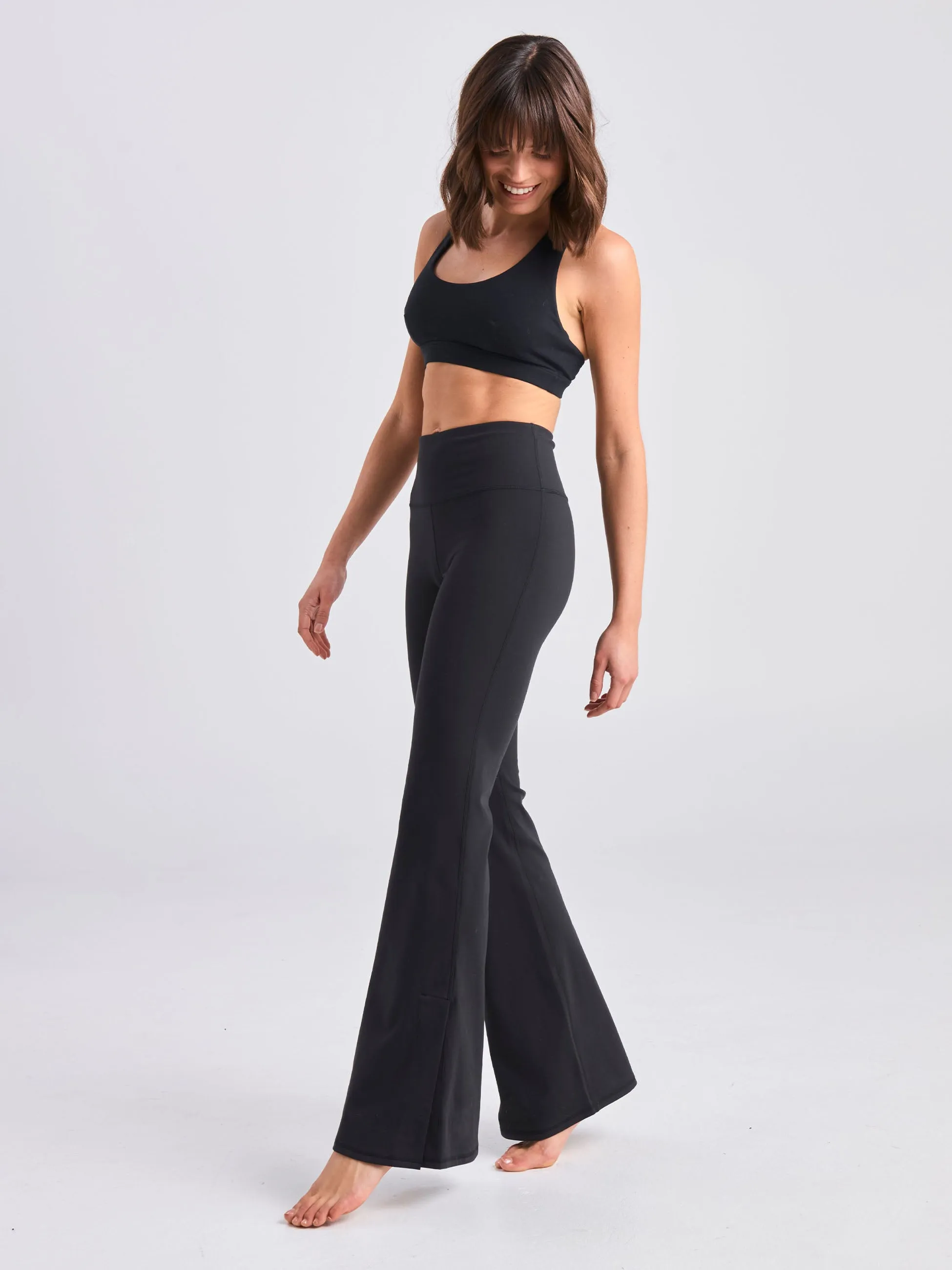 Airbrush Lite Flare Regular Length Legging - Black sold by Dharma Bums