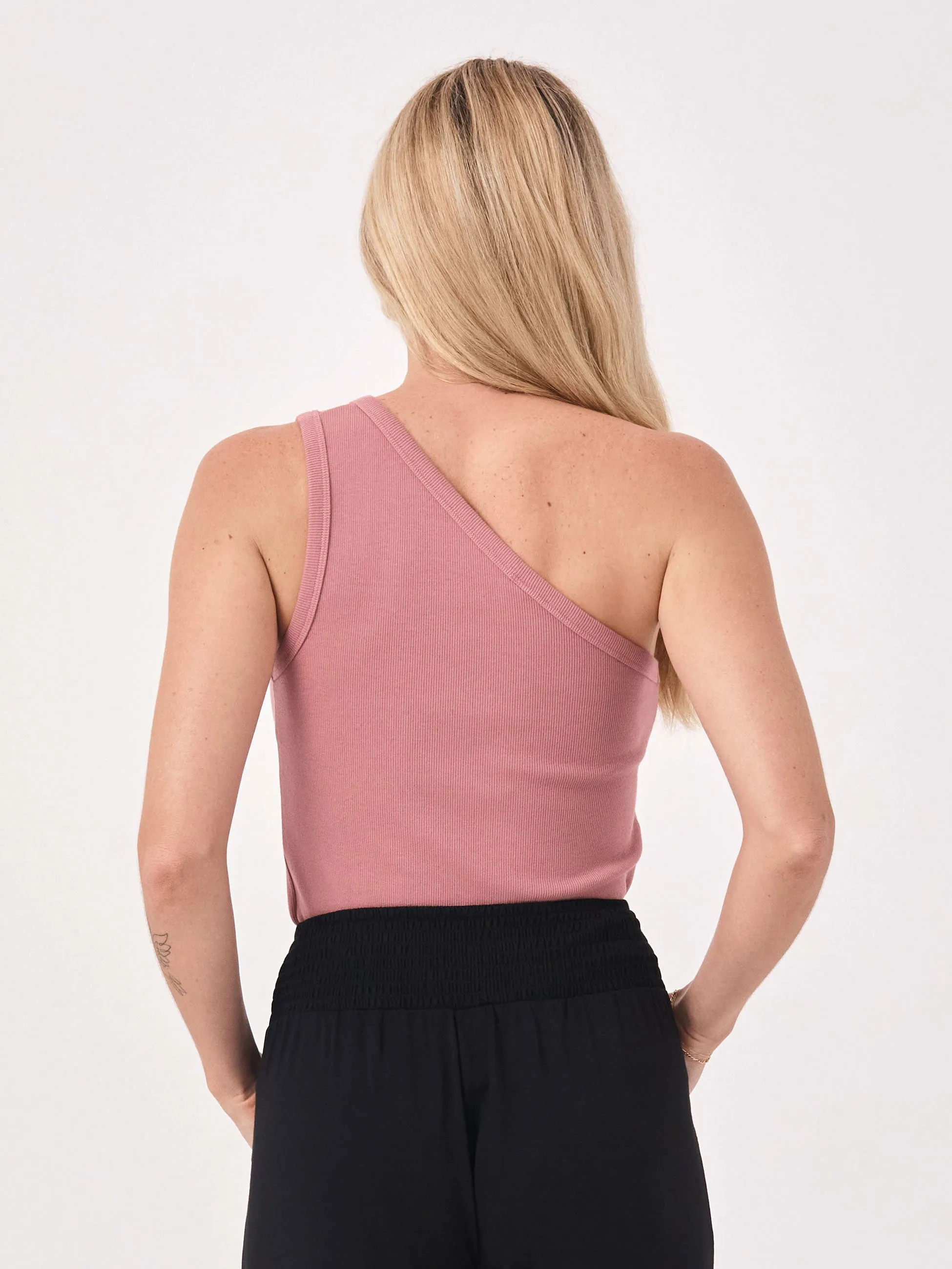 Asymmetric Organic Cotton Rib Tank - Rosewater sold by Dharma Bums product image thumbnail 5