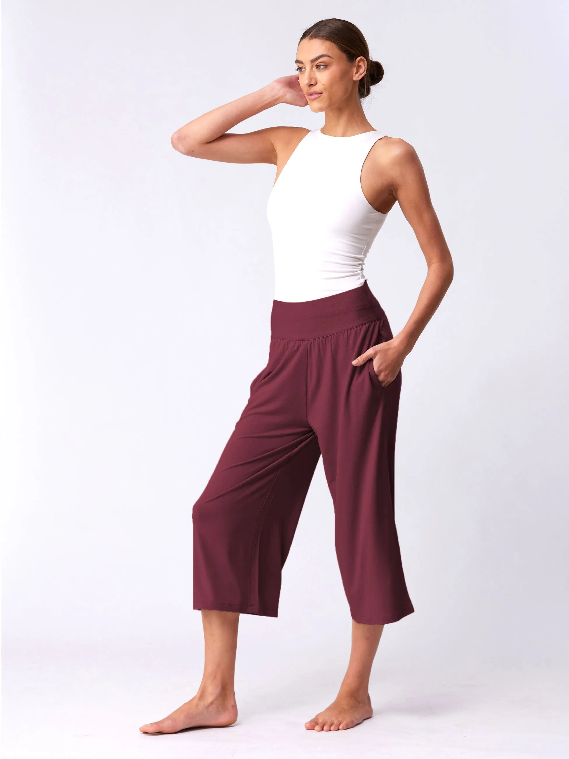 Cropped Nomad Wide Leg - Merlot sold by Dharma Bums product image thumbnail 2