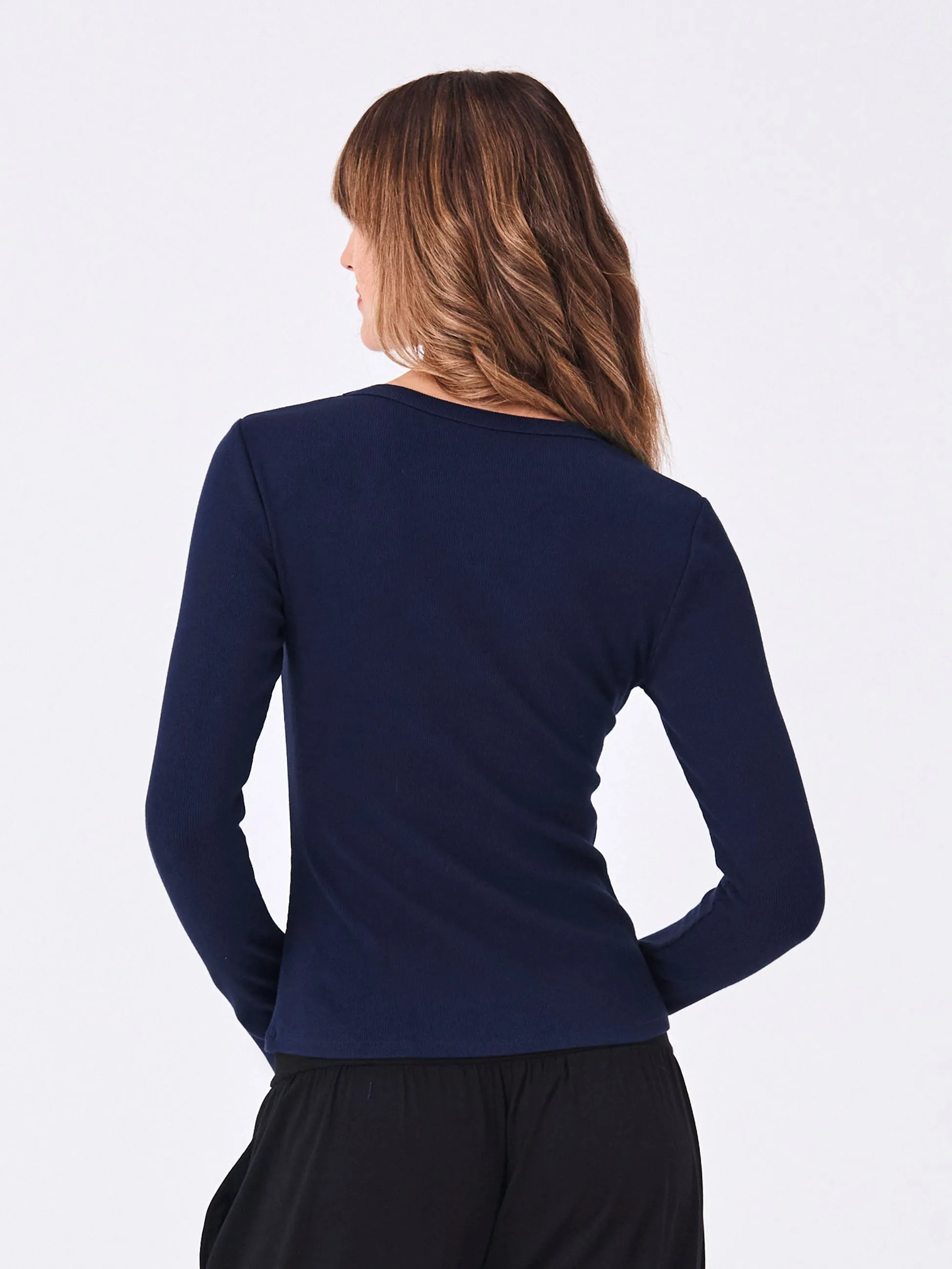 Organic Cotton Long Sleeve Knit Tee - Navy sold by Dharma Bums product image thumbnail 3