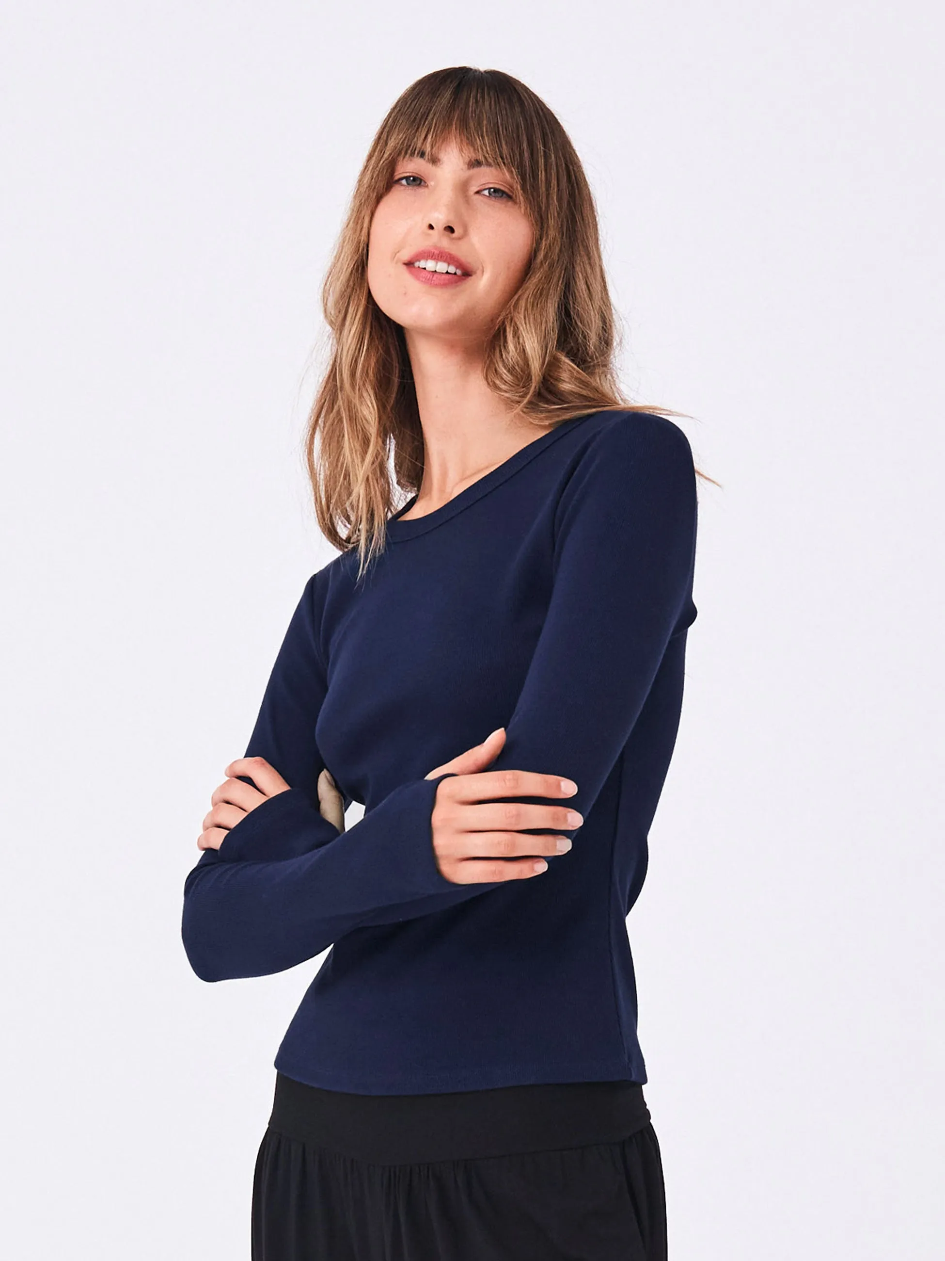 Organic Cotton Long Sleeve Knit Tee - Navy sold by Dharma Bums product image thumbnail 2