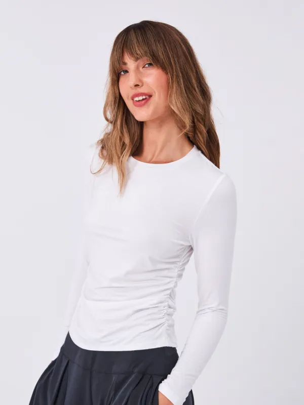 Side Rouch Top - White sold by Dharma Bums