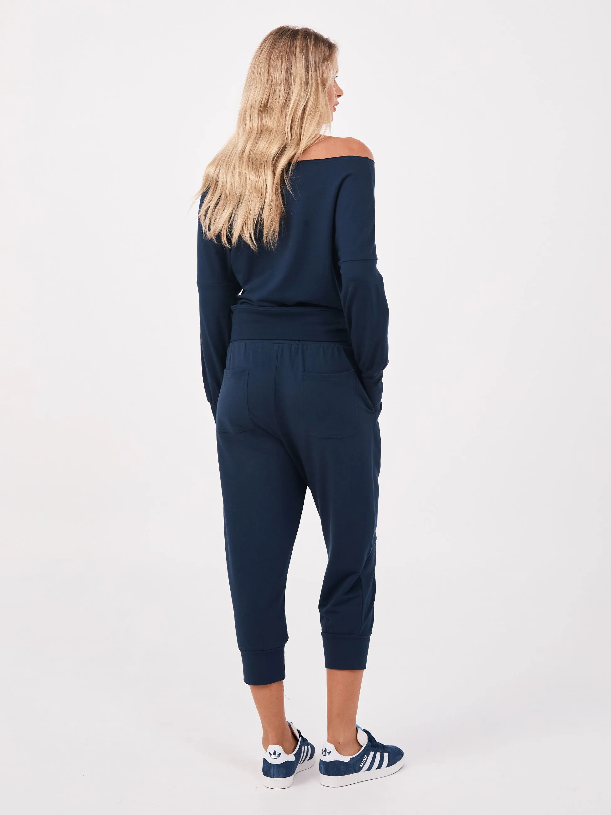 Breeze French Terry Cropped Jogger - Navy sold by Dharma Bums product image thumbnail 4