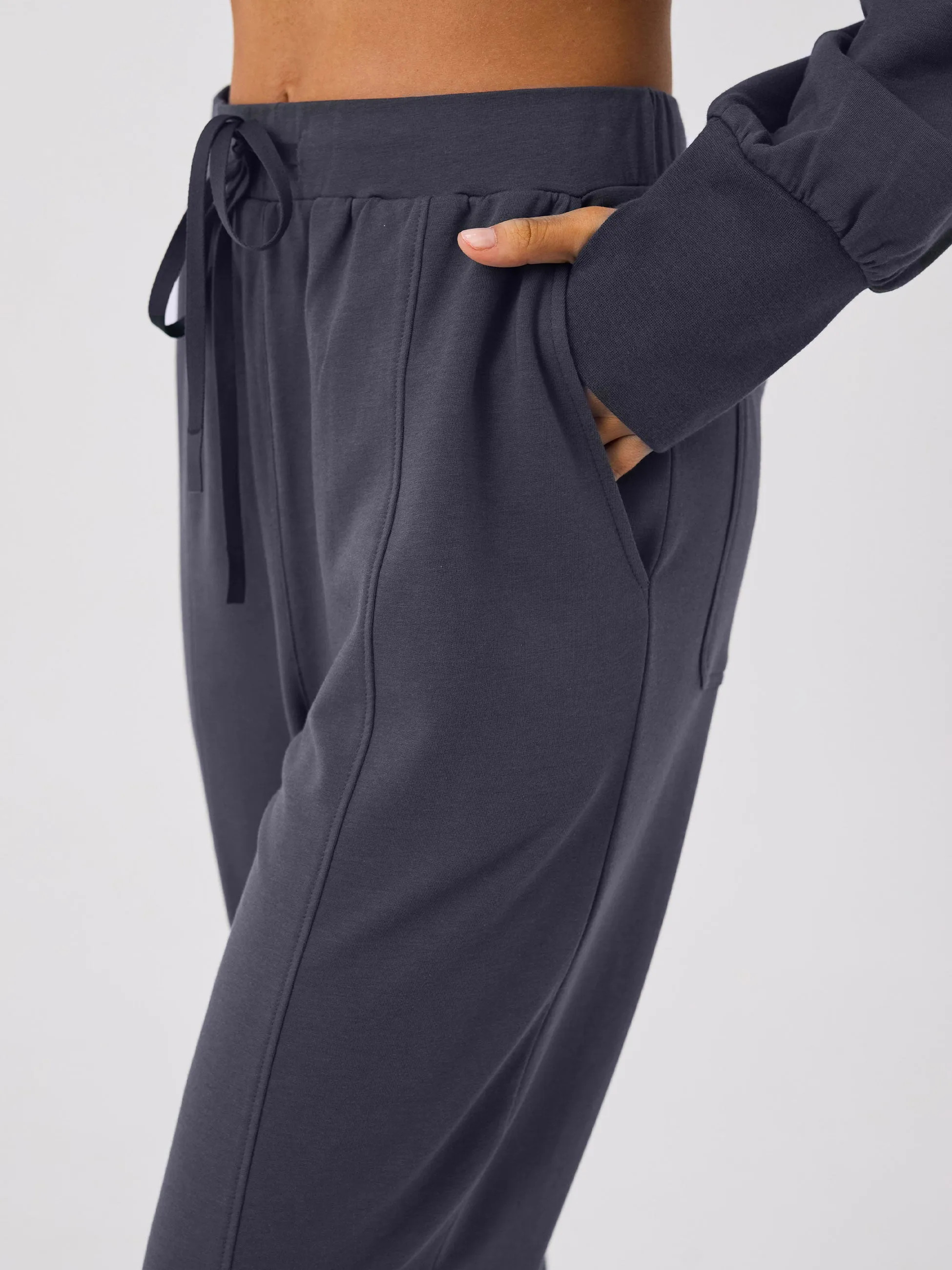 Breeze French Terry Cropped Jogger - Charcoal sold by Dharma Bums product image thumbnail 3