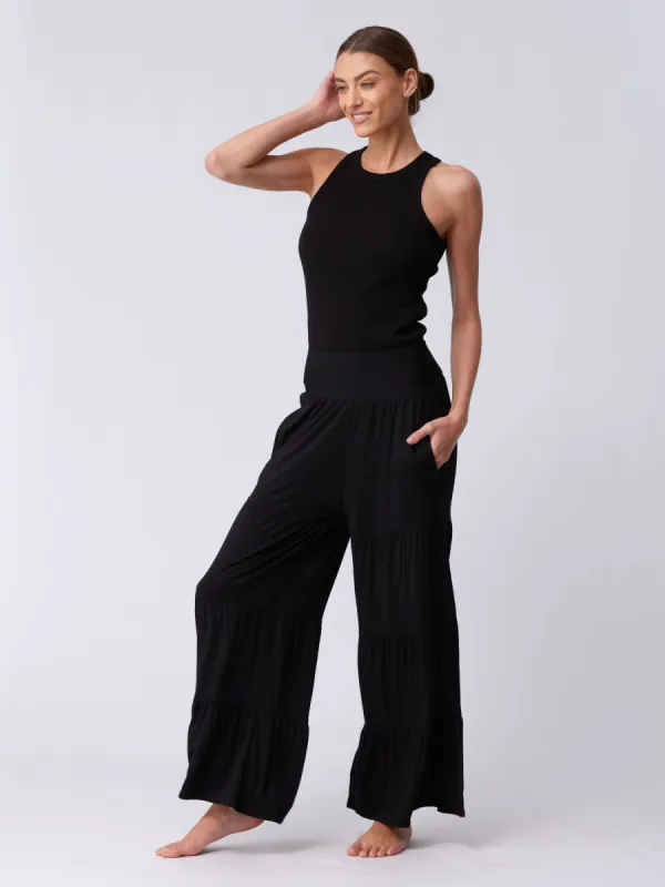 Splendour Tiered Pant  - Black sold by Dharma Bums
