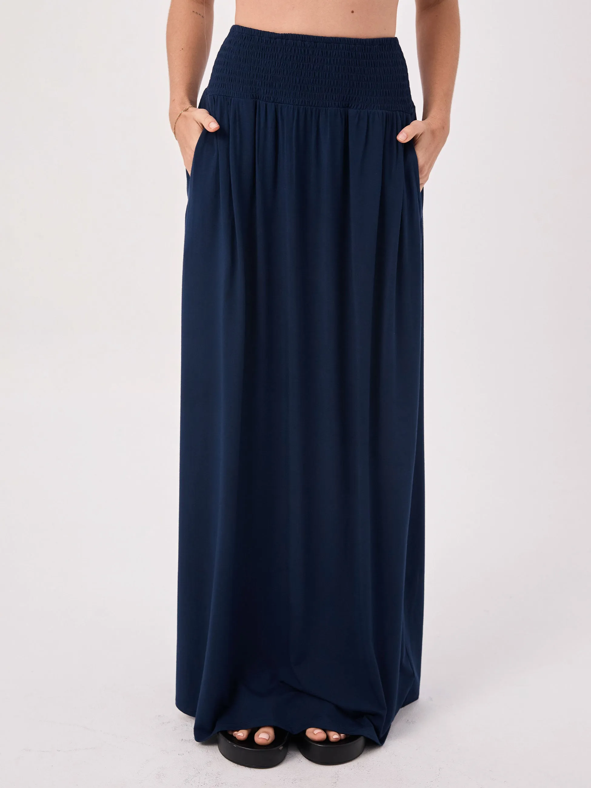 Bliss Rouched Waistband Skirt - Navy sold by Dharma Bums product image thumbnail 5