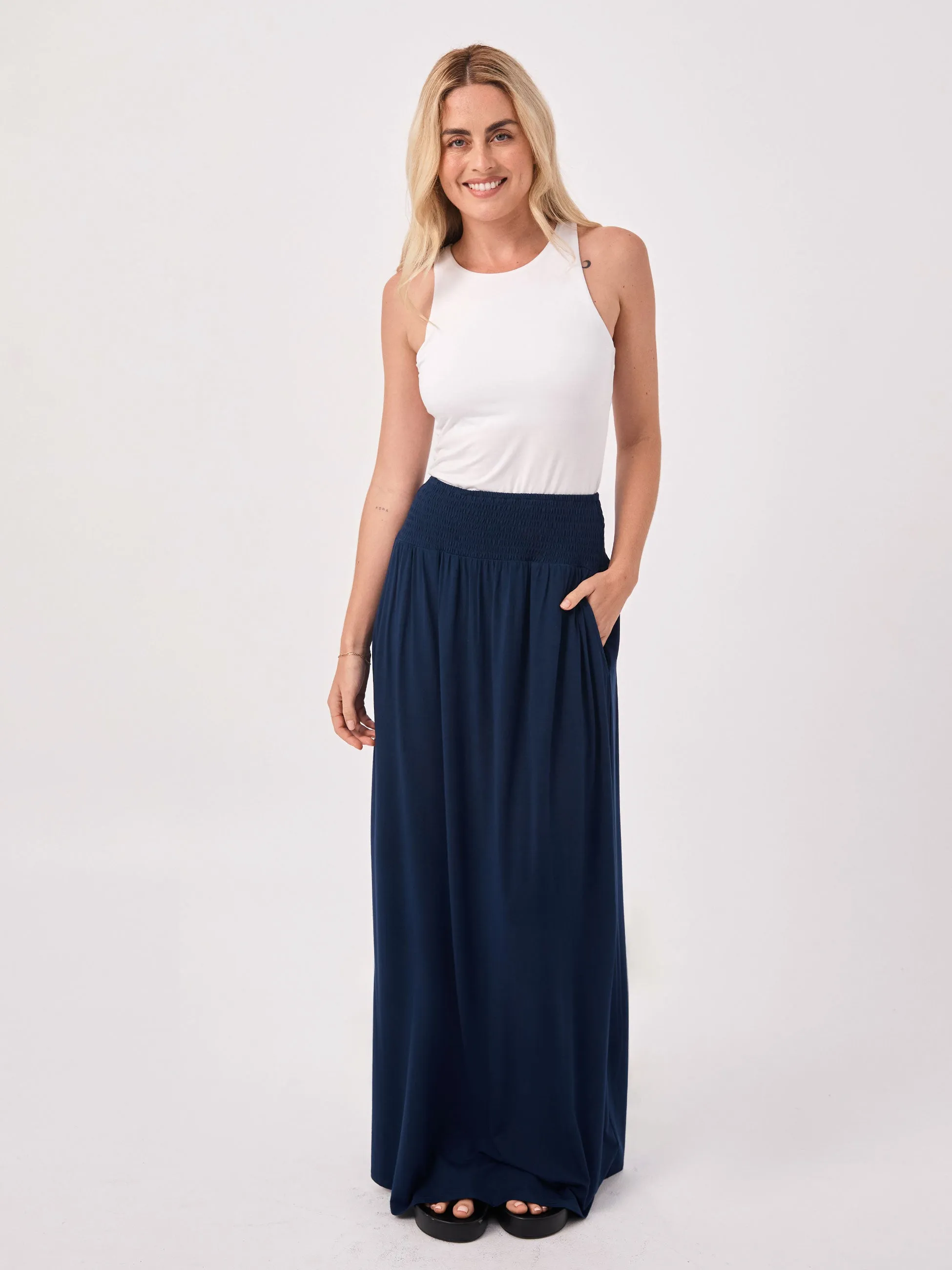 Bliss Rouched Waistband Skirt - Navy sold by Dharma Bums product image thumbnail 2