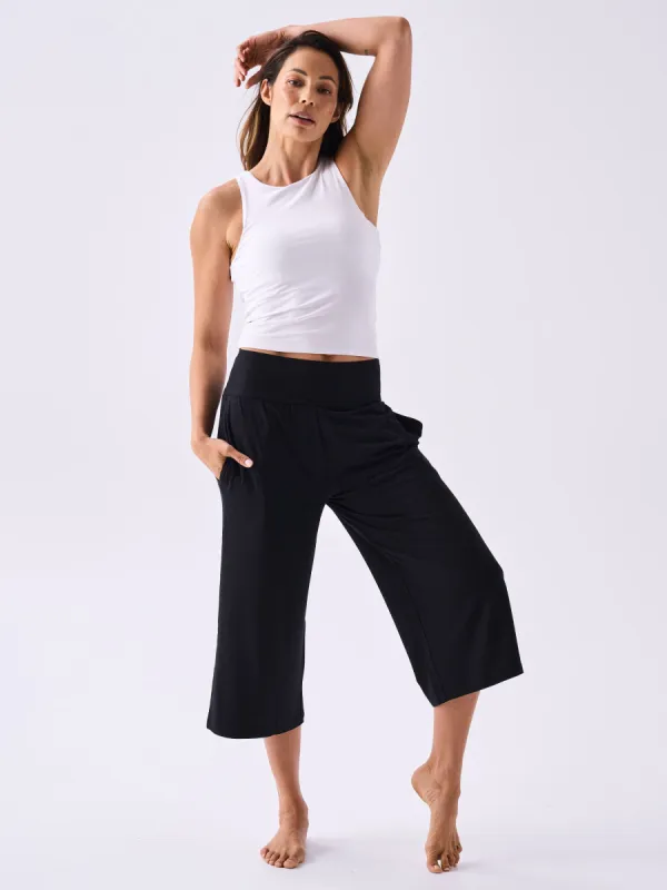 Modal Cropped Wide Leg - Black sold by Dharma Bums