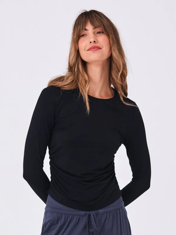 Side Rouch Top - Black sold by Dharma Bums