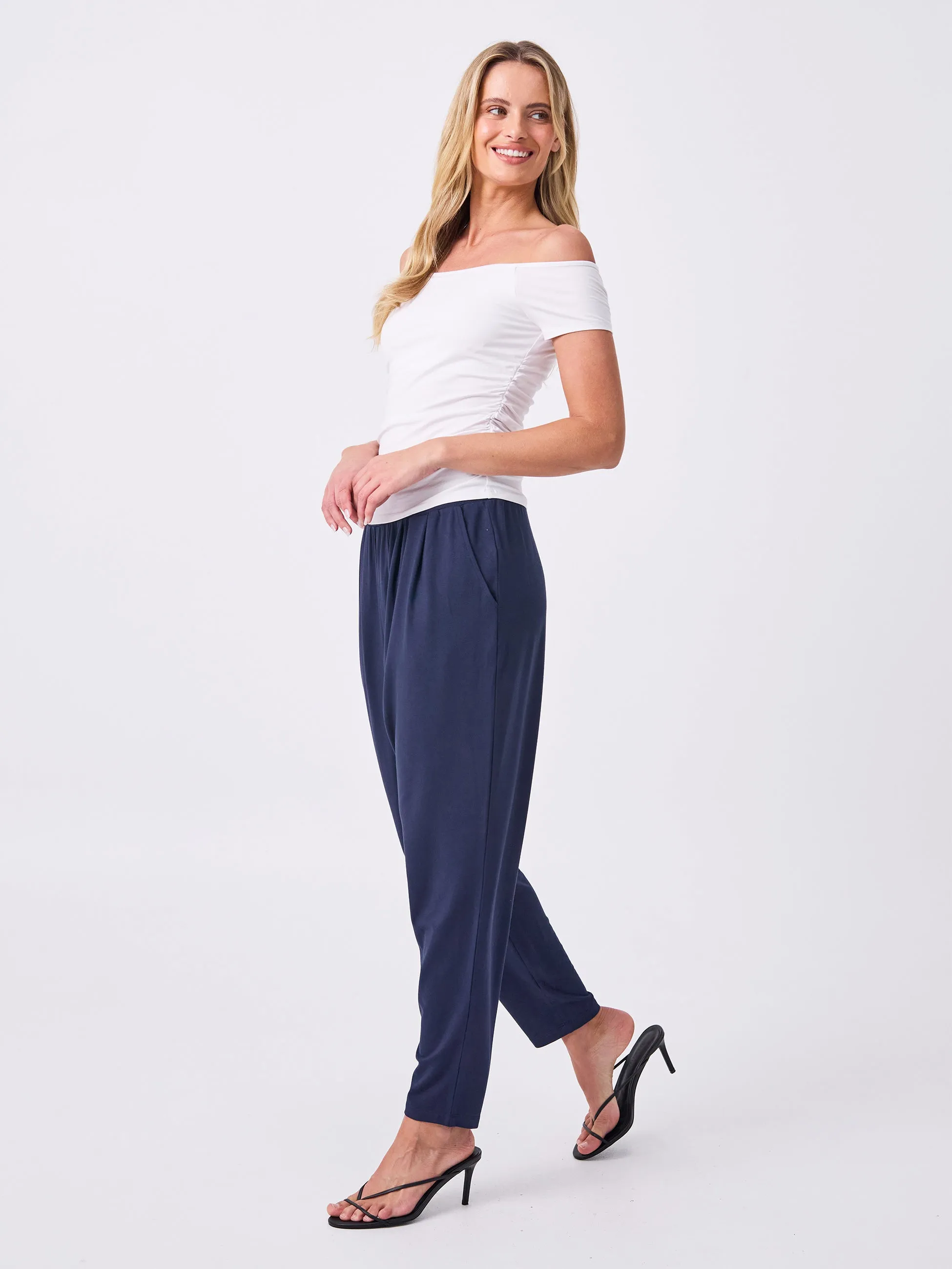 Lounge Slim Leg Pant - Navy sold by Dharma Bums