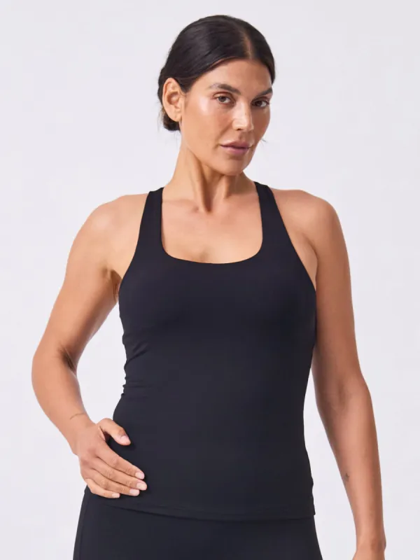 Soft Touch Keyhole Back Tank - Black sold by Dharma Bums