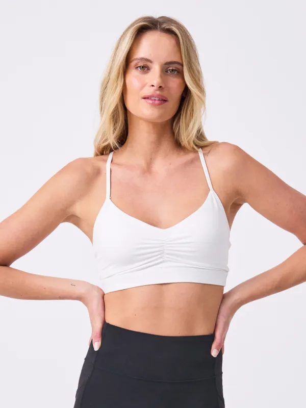 Soft Touch Rouch Front  Bra - White made by Dharma Bums