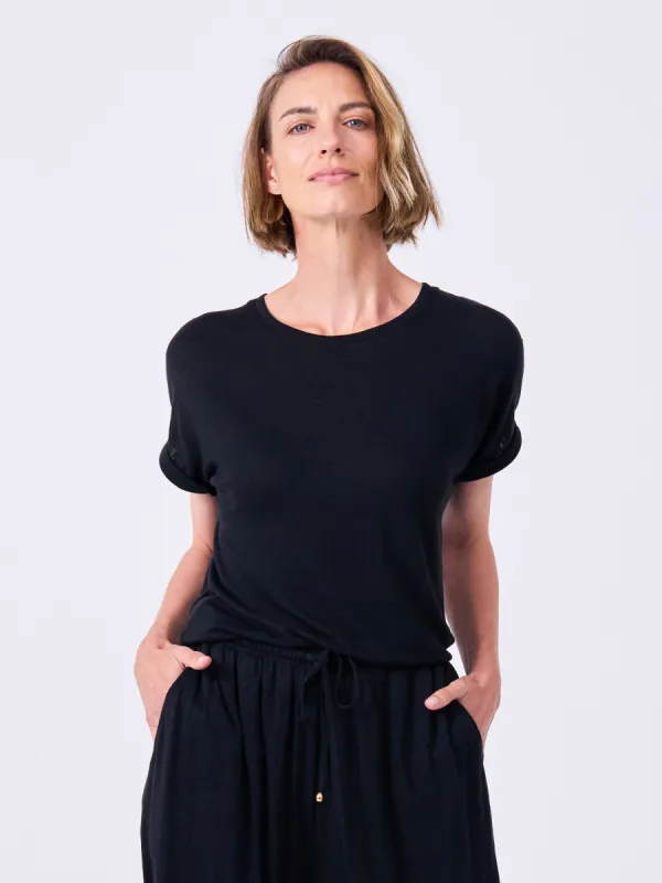 Slub Linen Top - Black sold by Dharma Bums