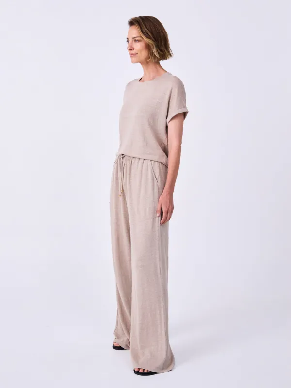 Slub Linen Wide Leg Pant - Taupe sold by Dharma Bums
