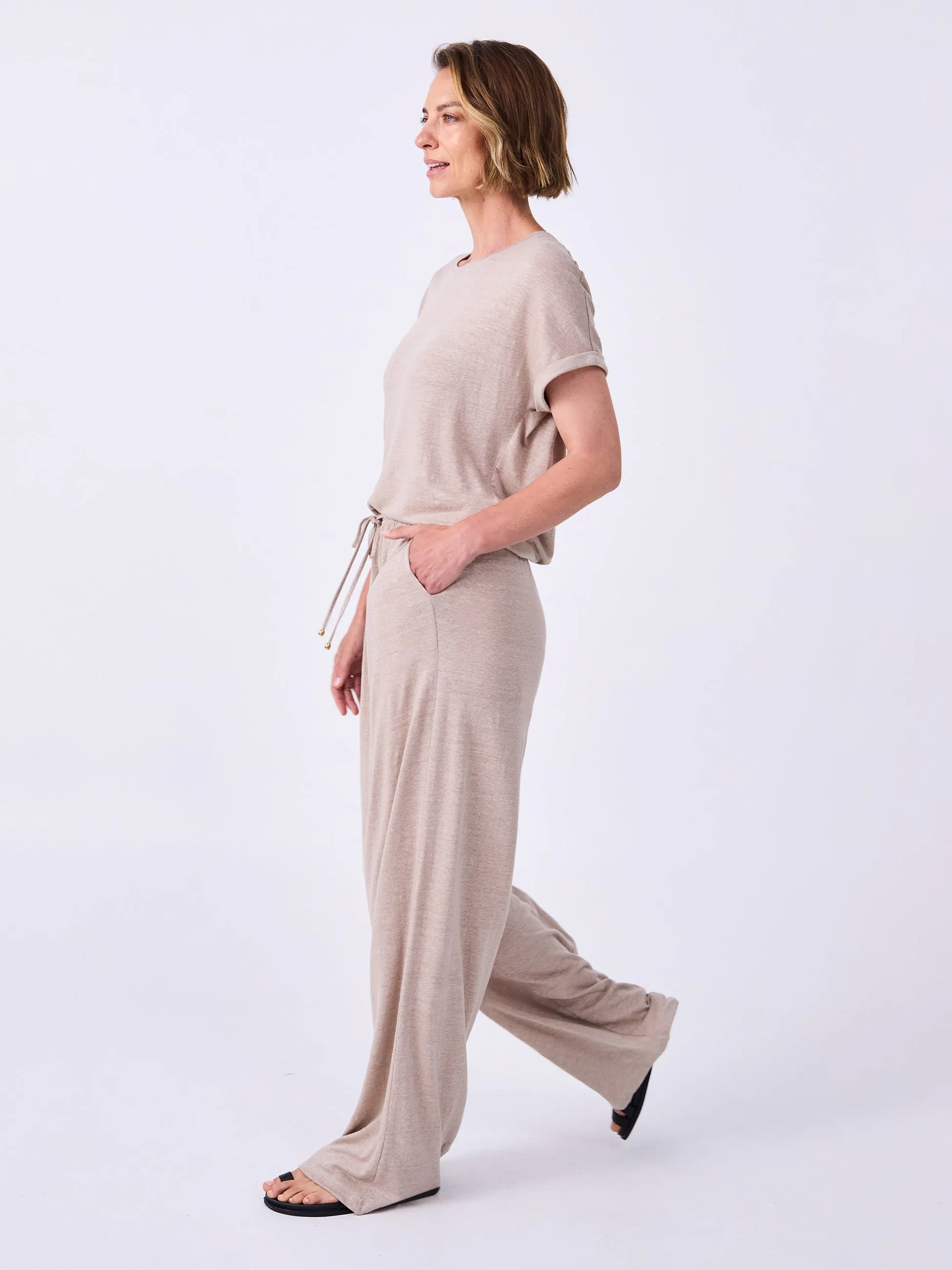 Slub Linen Wide Leg Pant - Taupe sold by Dharma Bums product image thumbnail 2