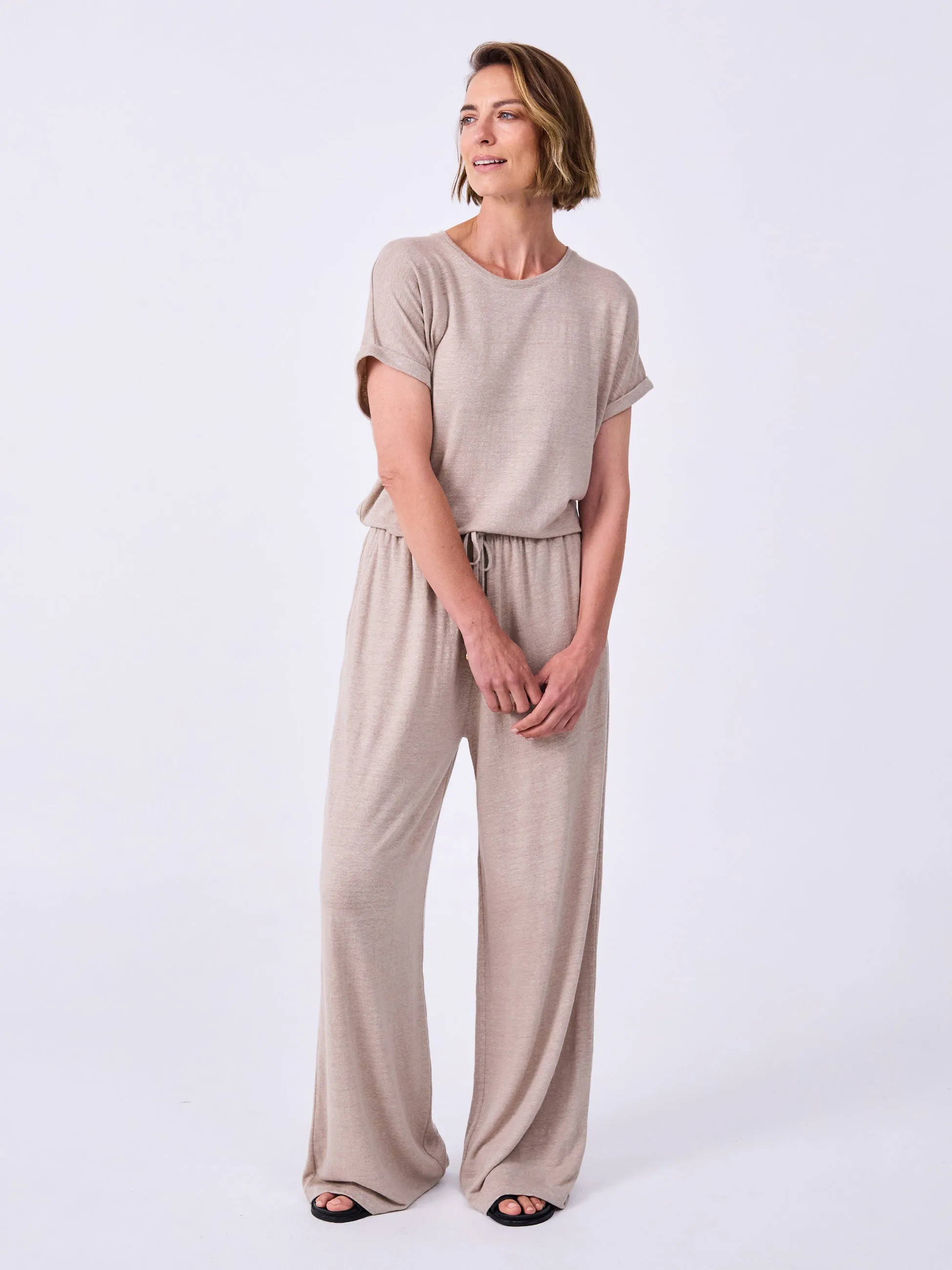 Slub Linen Wide Leg Pant - Taupe sold by Dharma Bums product image thumbnail 5