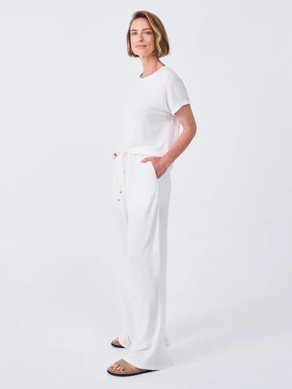Slub Linen Wide Leg Pant - Cream sold by Dharma Bums