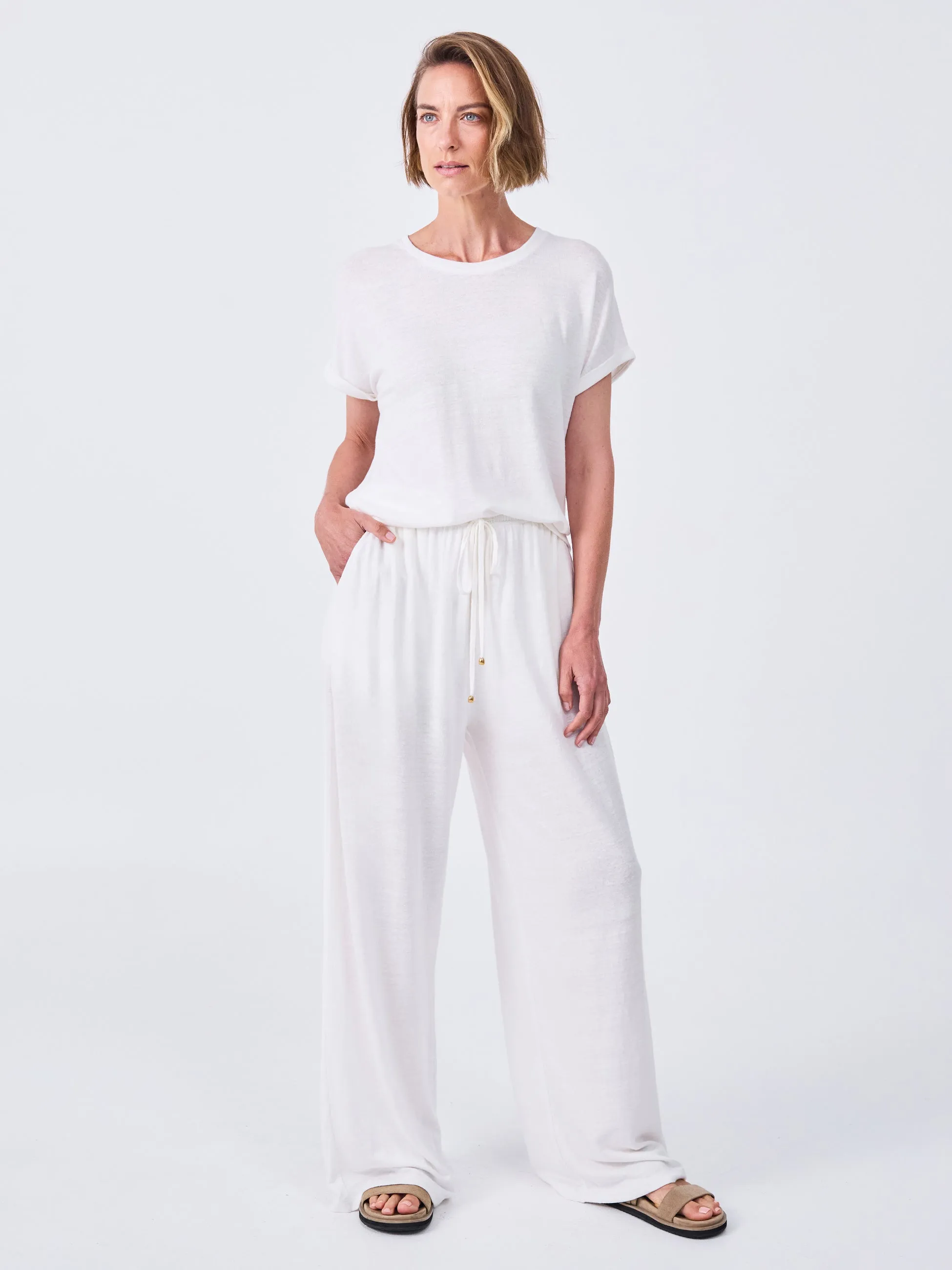 Slub Linen Wide Leg Pant - Cream sold by Dharma Bums product image thumbnail 5