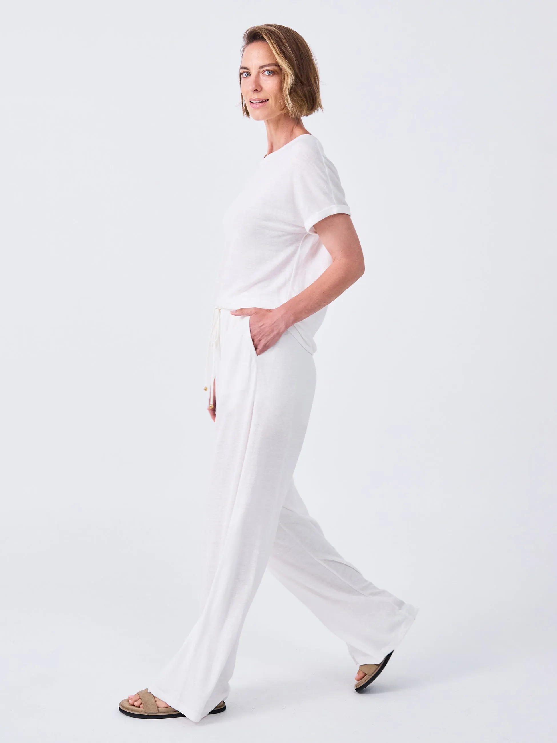 Slub Linen Wide Leg Pant - Cream sold by Dharma Bums product image thumbnail 2