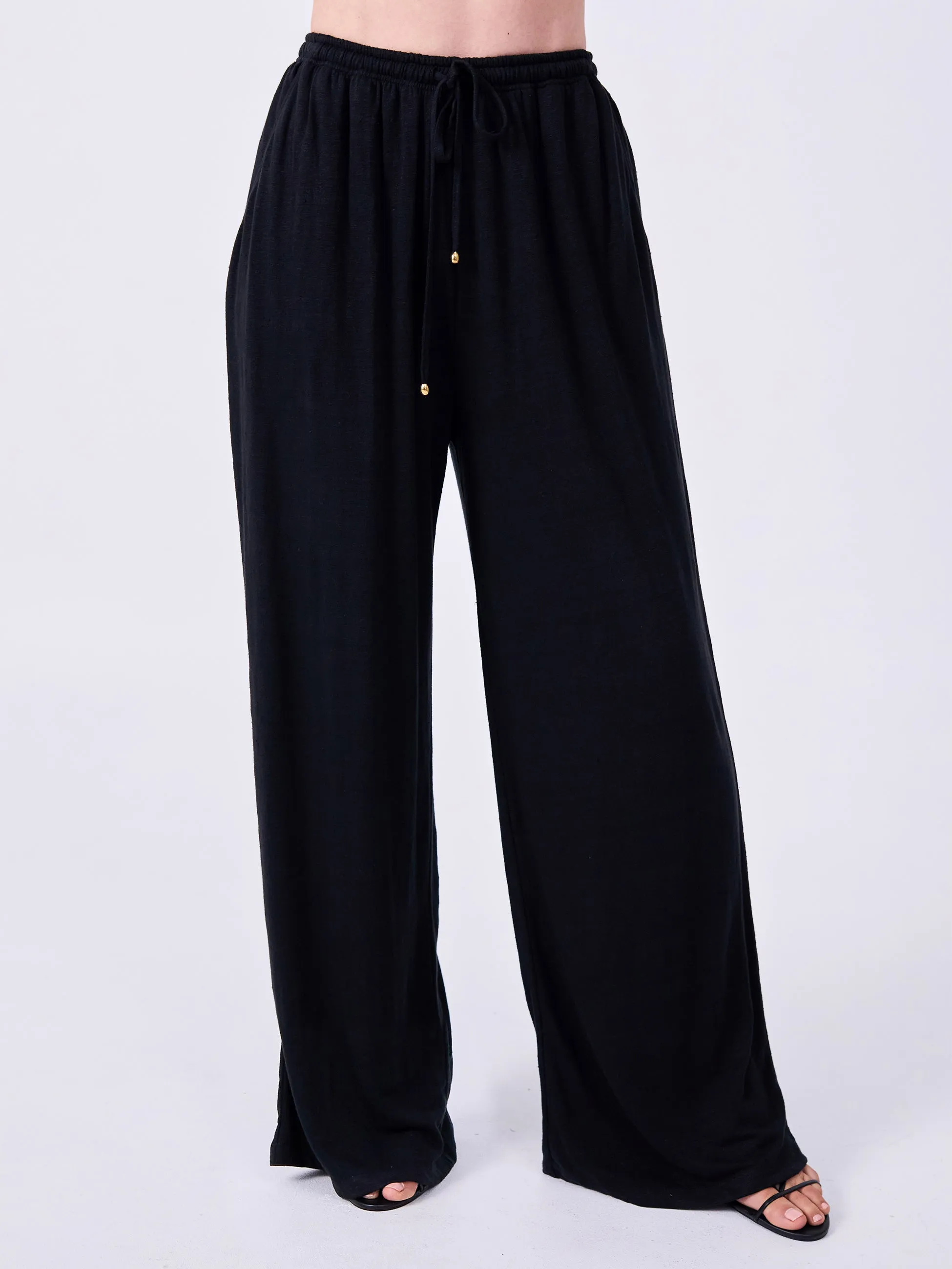 Slub Linen Wide Leg Pant - Black sold by Dharma Bums product image thumbnail 4