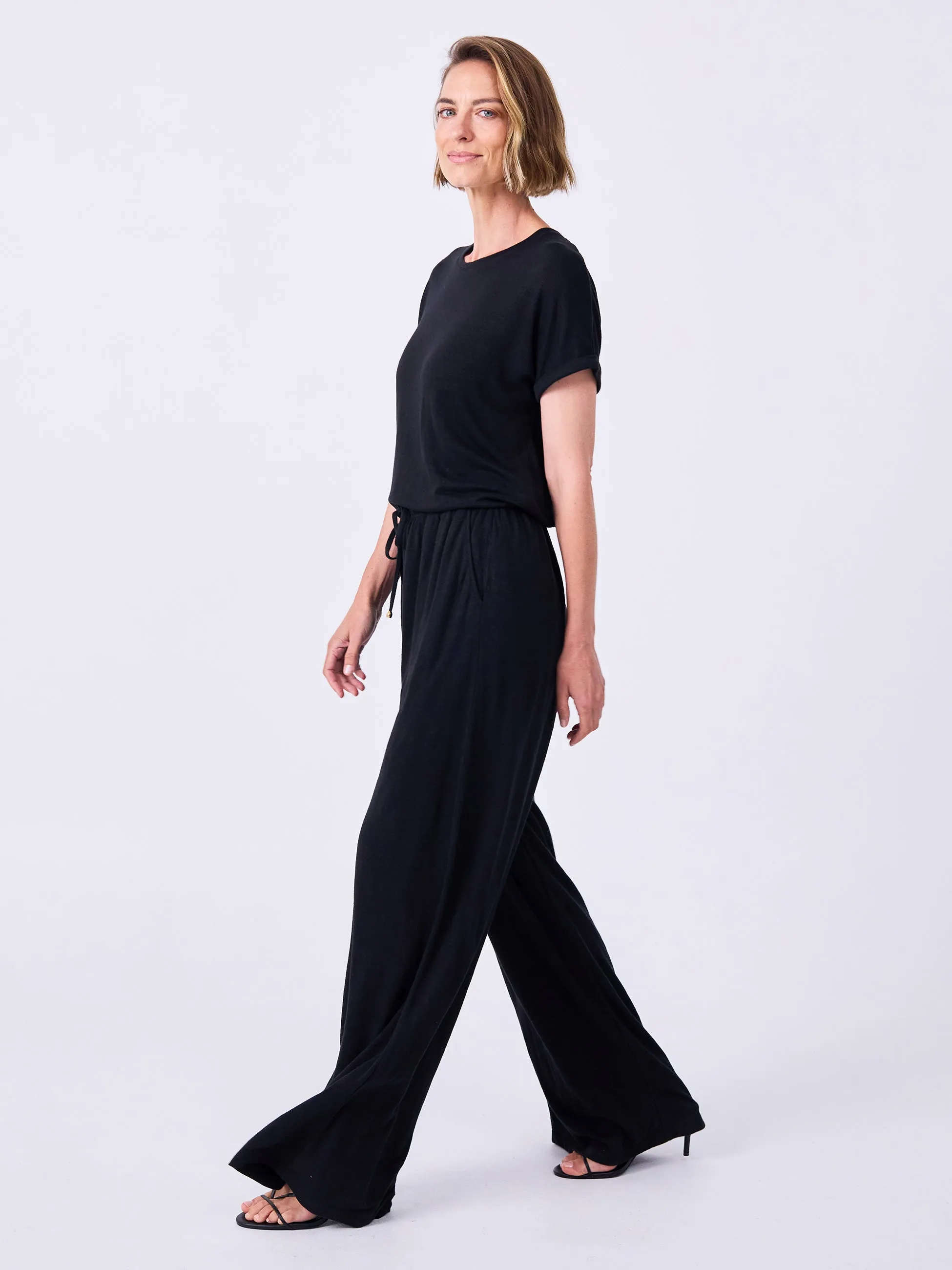 Slub Linen Wide Leg Pant - Black sold by Dharma Bums product image thumbnail 3