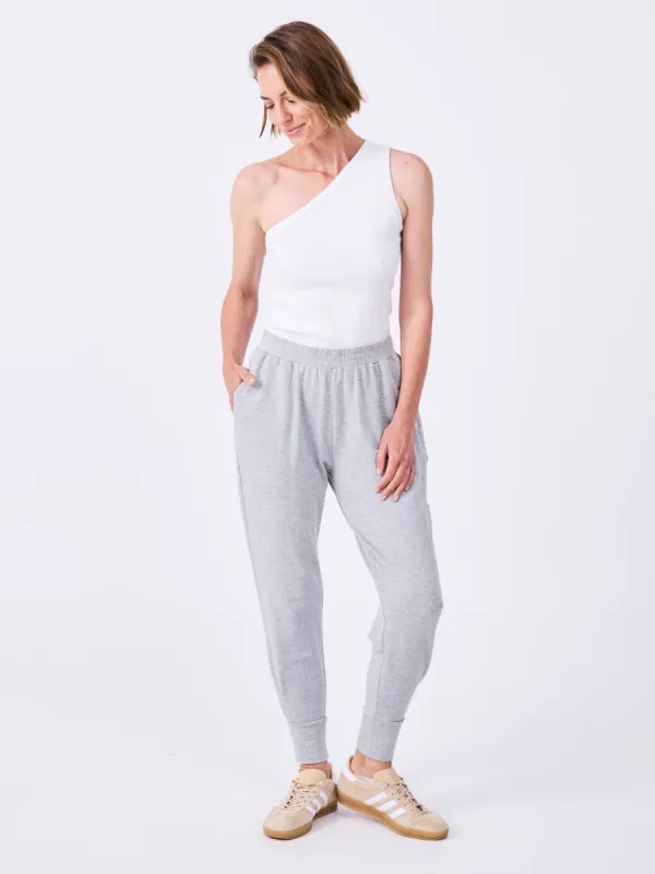 French Terry Side Pleat Jogger Jogger - Melange Grey sold by Dharma Bums