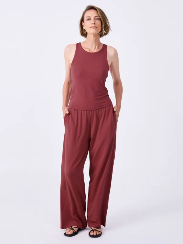 Nomad Modal Wide Leg Pant - Earth Red sold by Dharma Bums