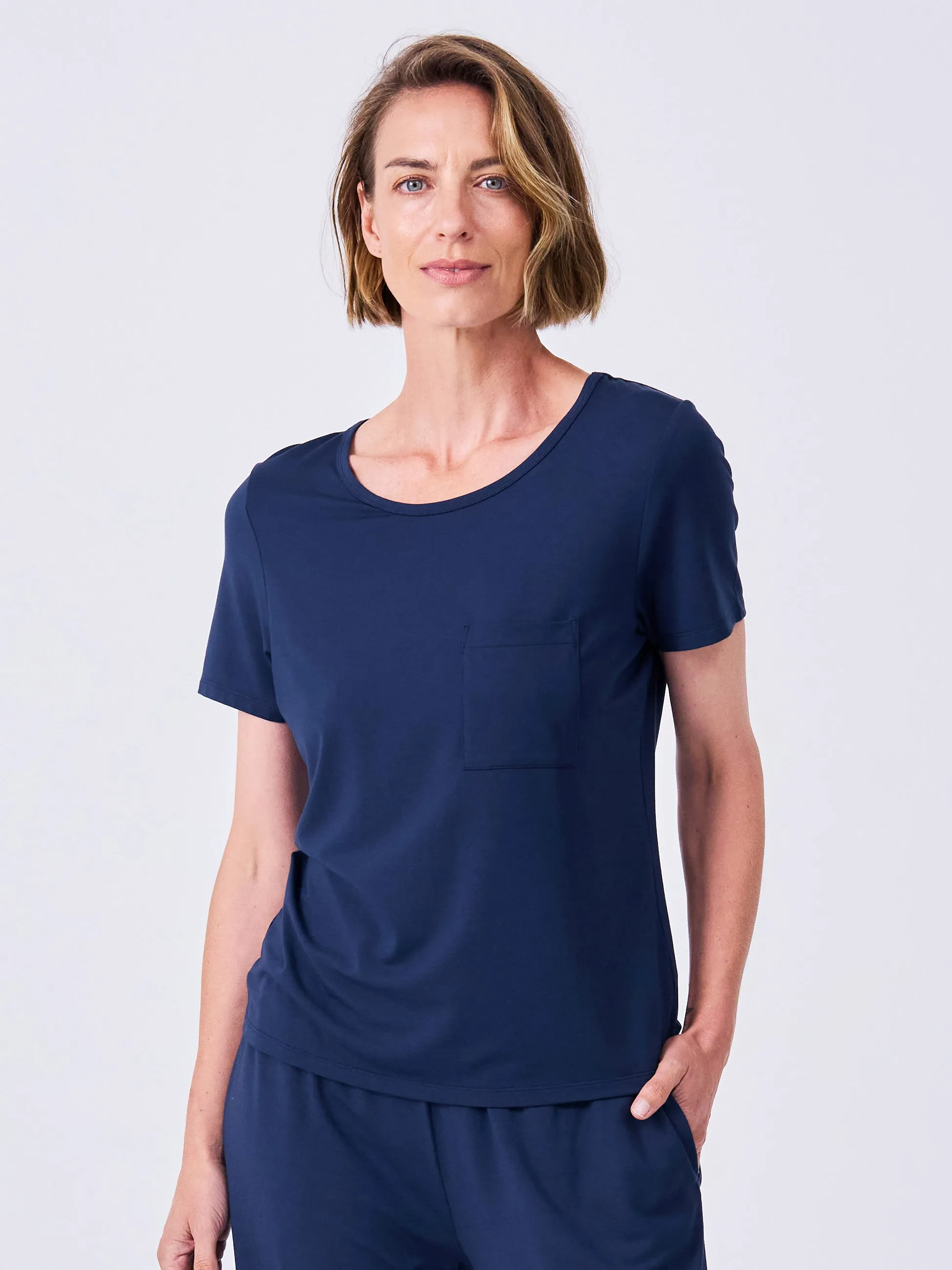 Modal Pocket Tee - Navy sold by Dharma Bums