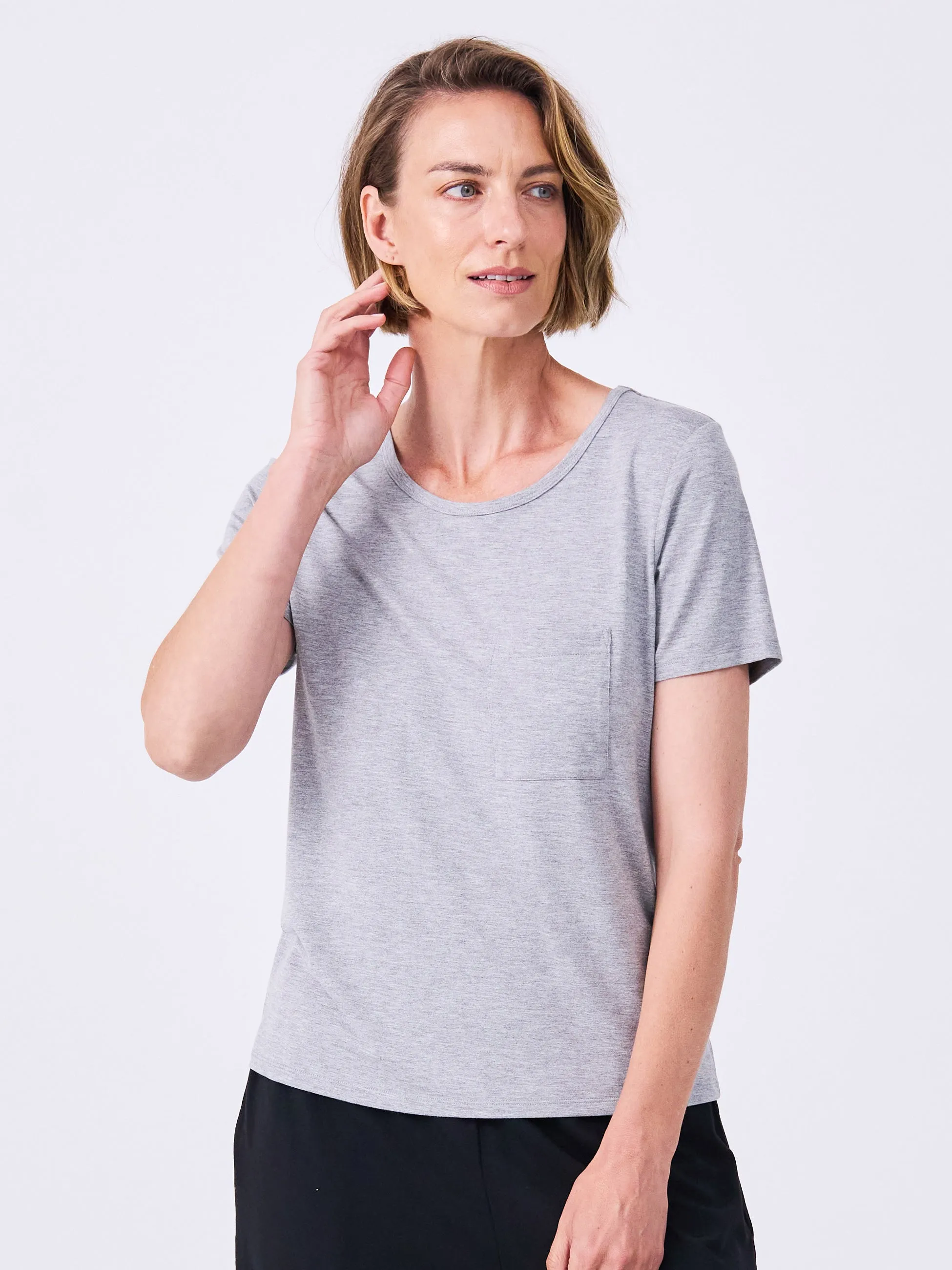 Modal Pocket Tee - Melange Grey sold by Dharma Bums