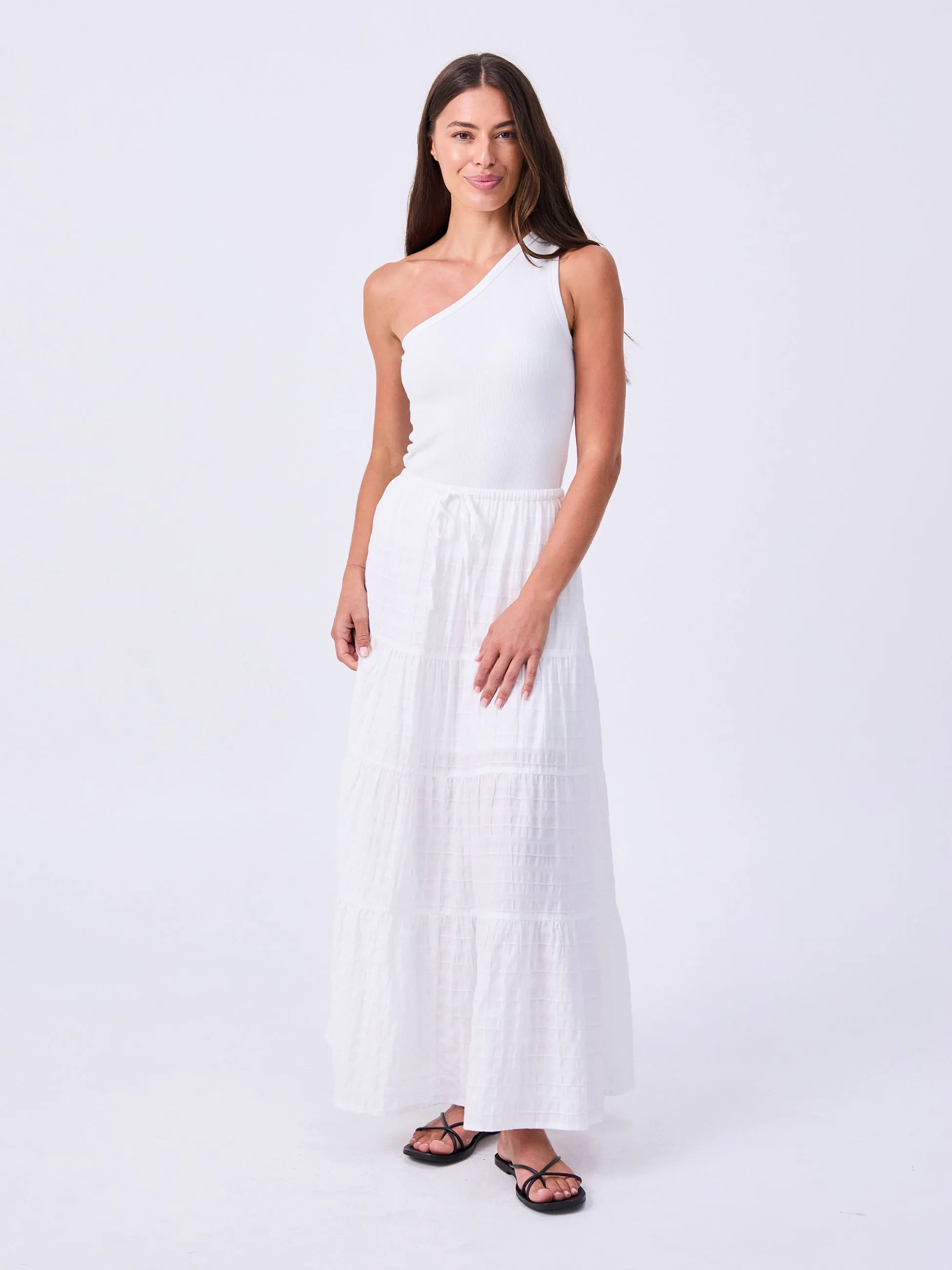 Textured Teired Skirt - White sold by Dharma Bums