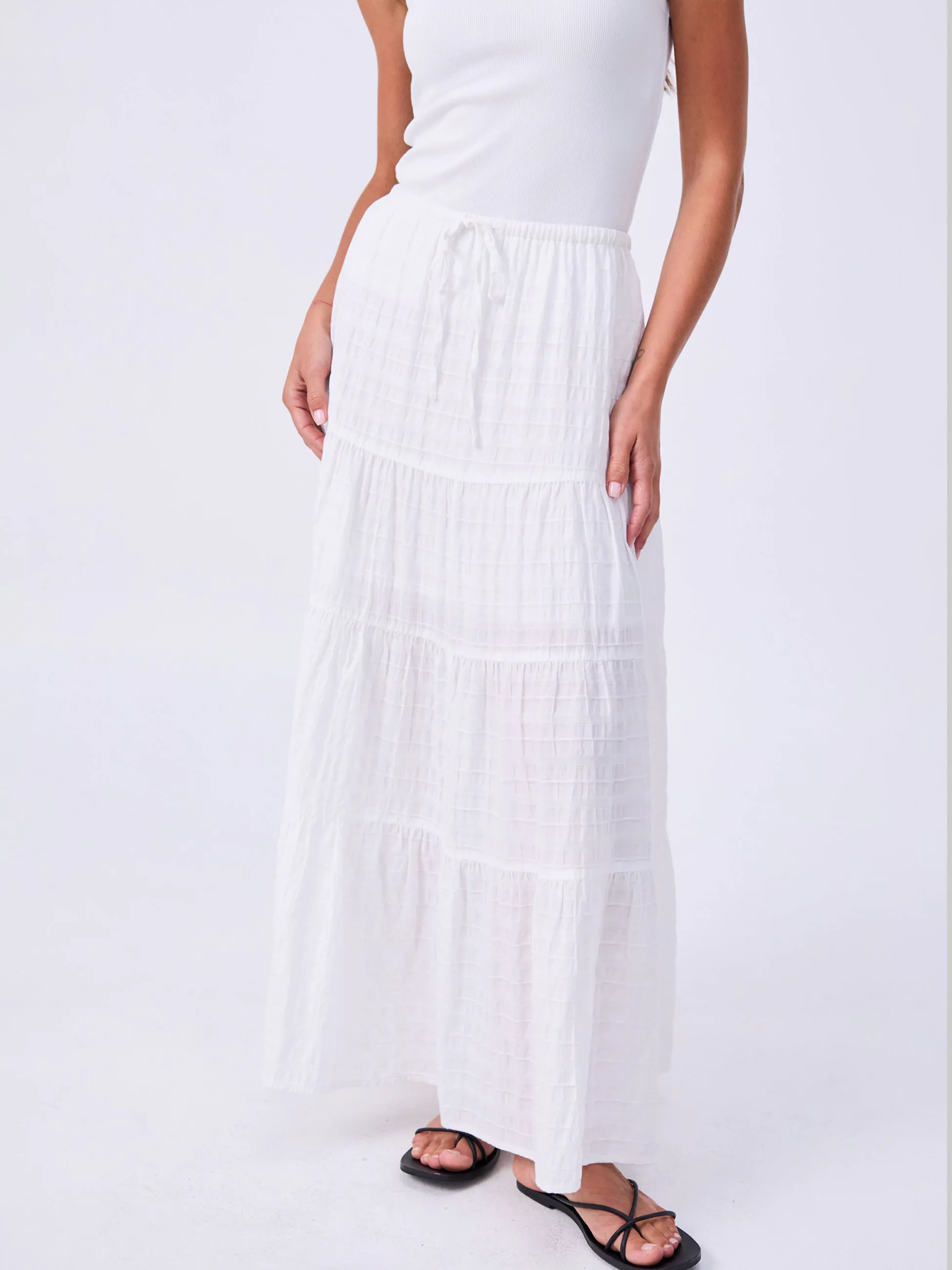 Textured Tiered Skirt - White sold by Dharma Bums product image thumbnail 4