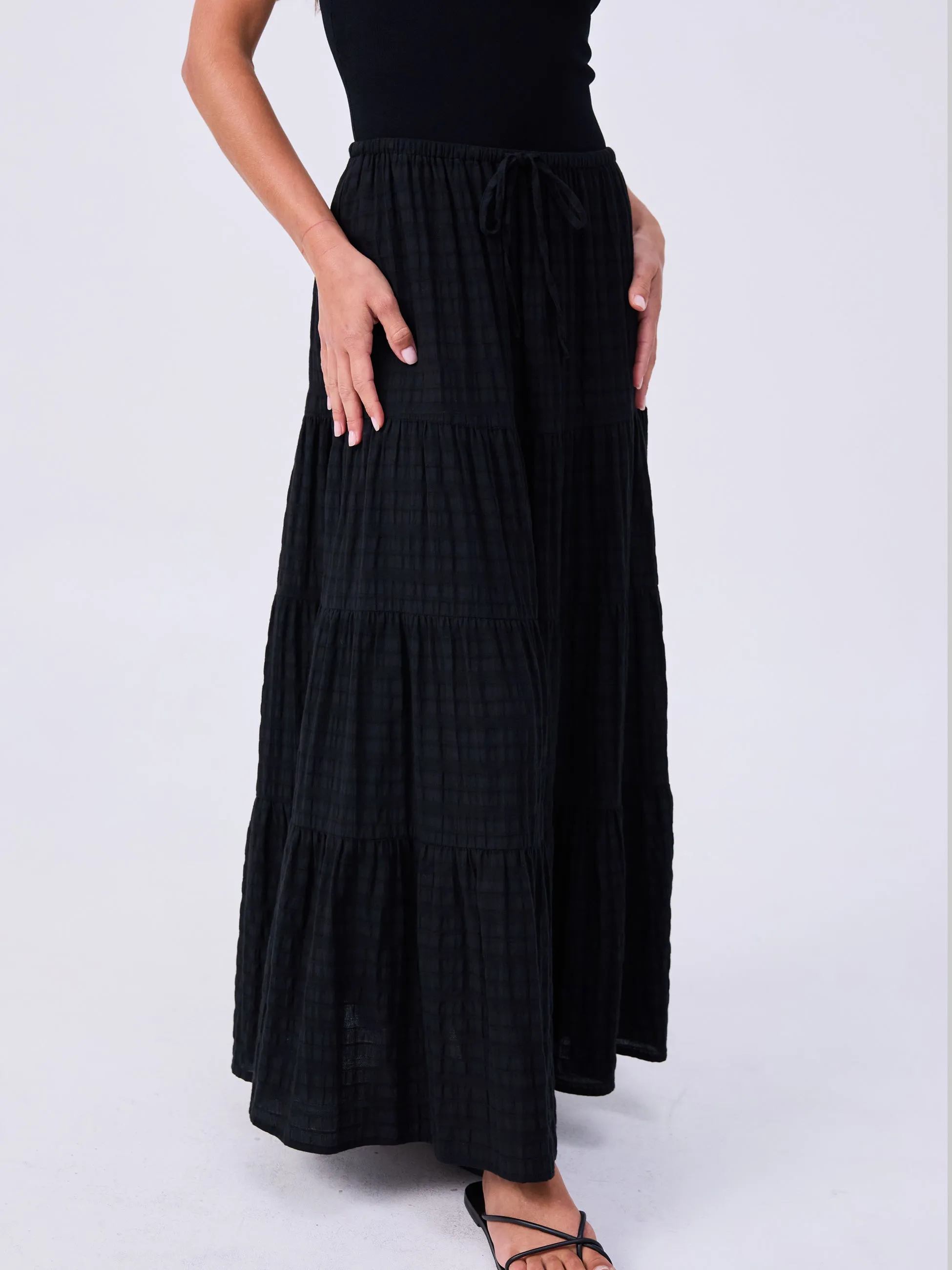 Textured Tiered Skirt - Black sold by Dharma Bums product image thumbnail 3