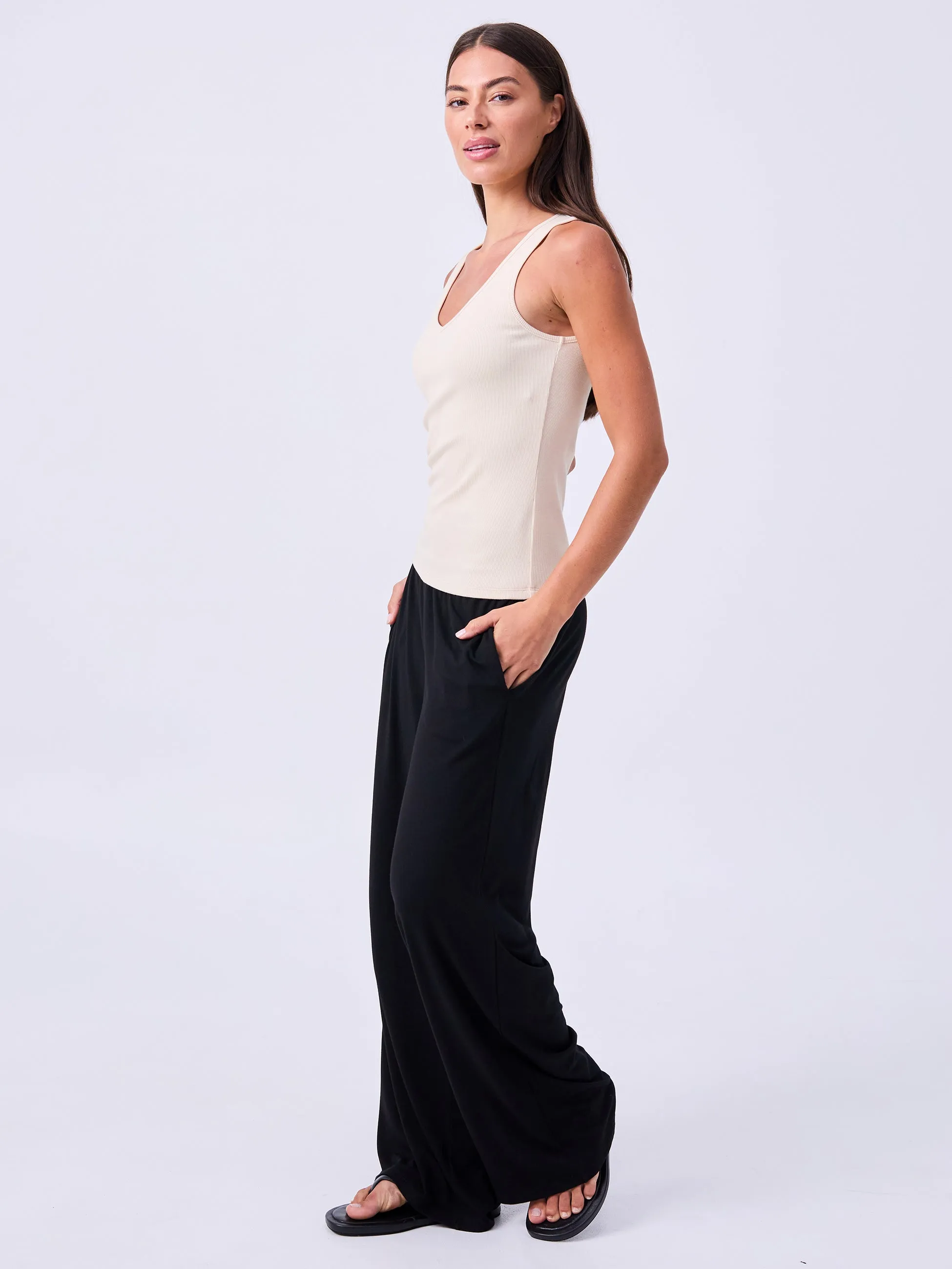 V neck Rib Tank - Chalk sold by Dharma Bums product image thumbnail 5