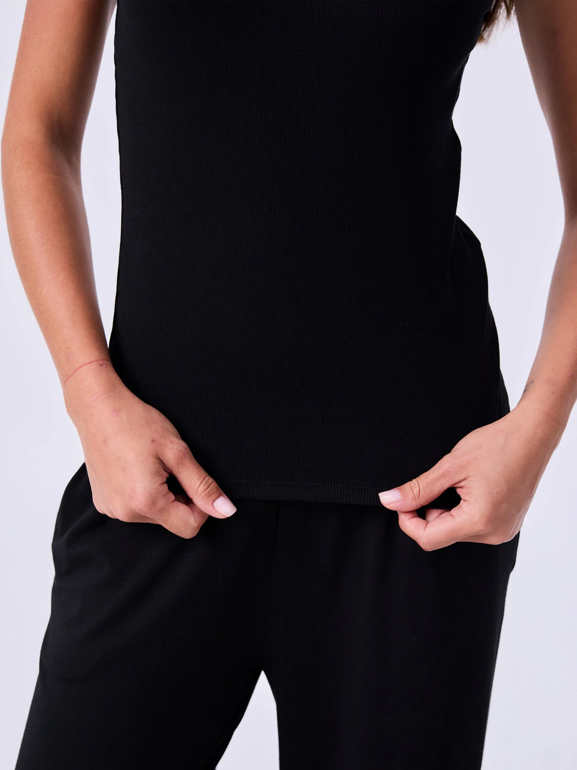 V neck Rib Tank - Black sold by Dharma Bums product image thumbnail 5
