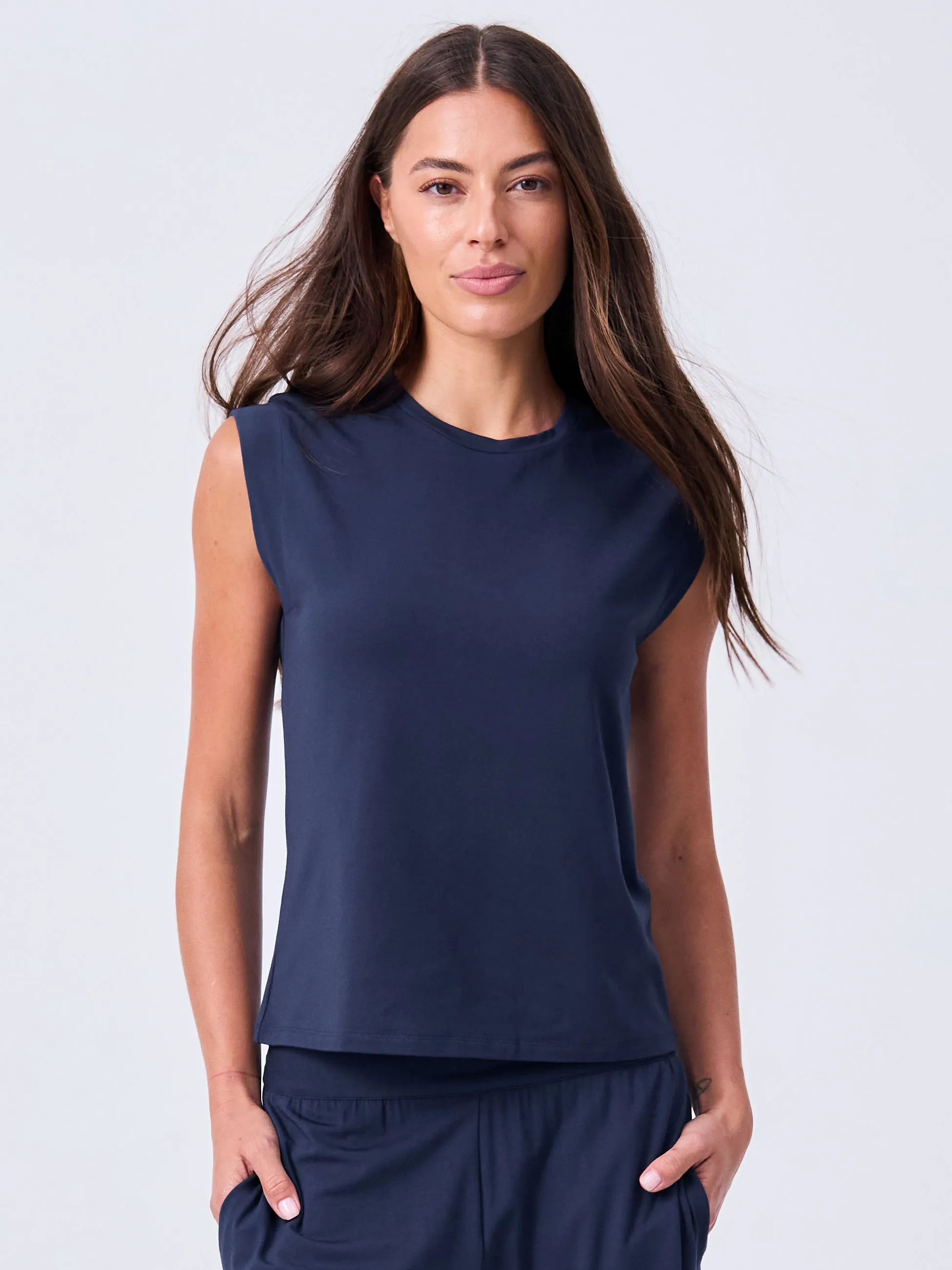 Modal Cap Sleeve Tee - Navy sold by Dharma Bums